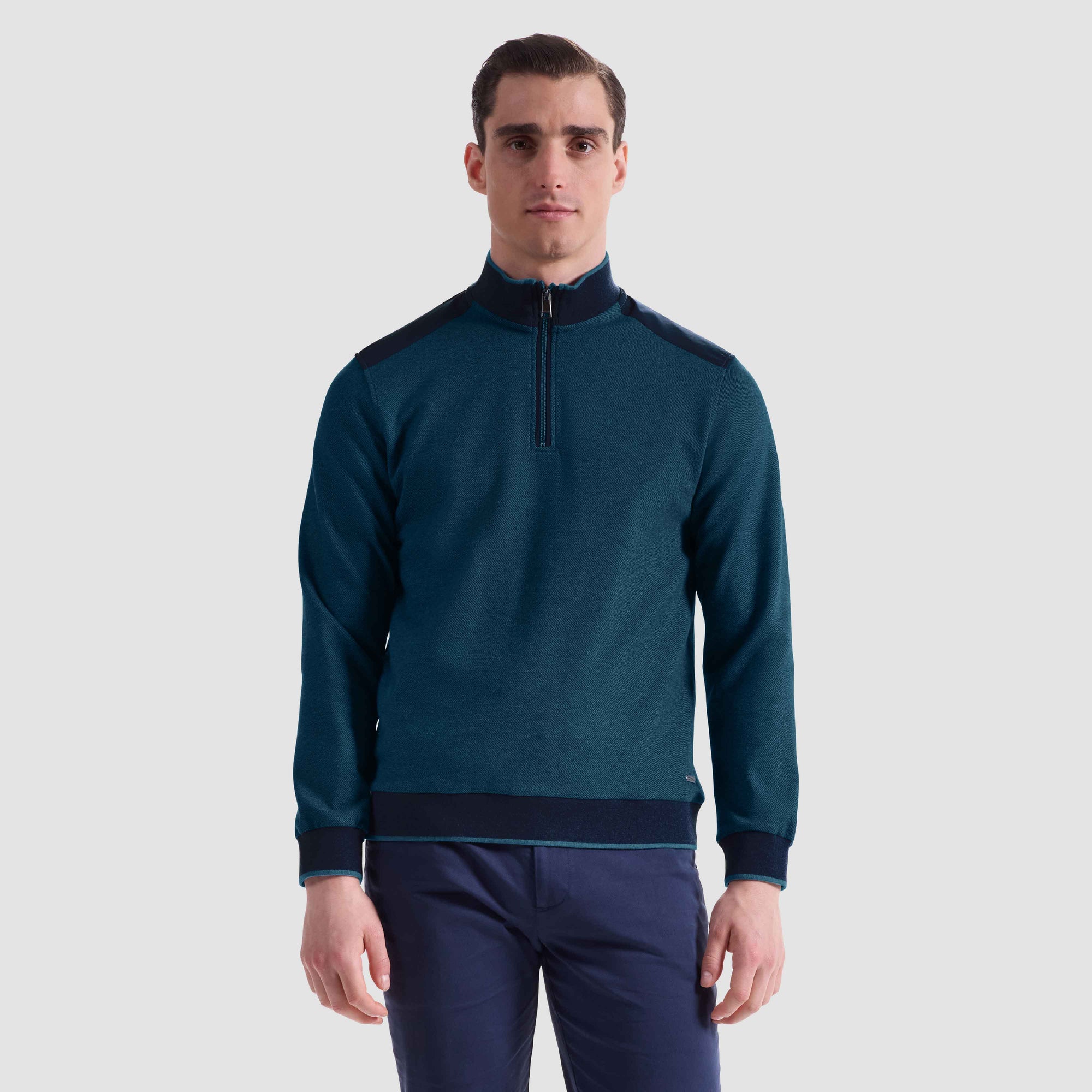 Diagonal Stripe Melange Quarter Zip