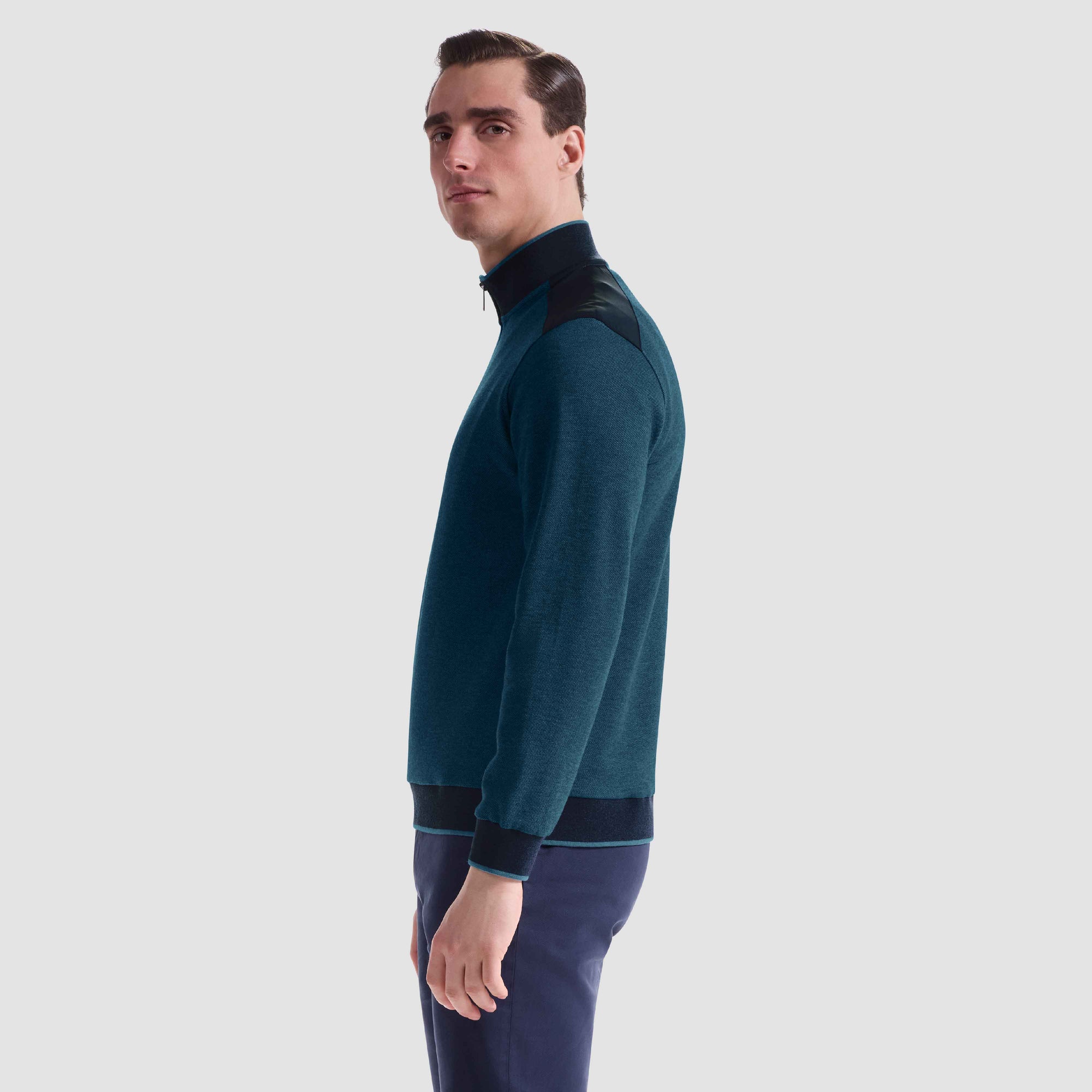 Diagonal Stripe Melange Quarter Zip