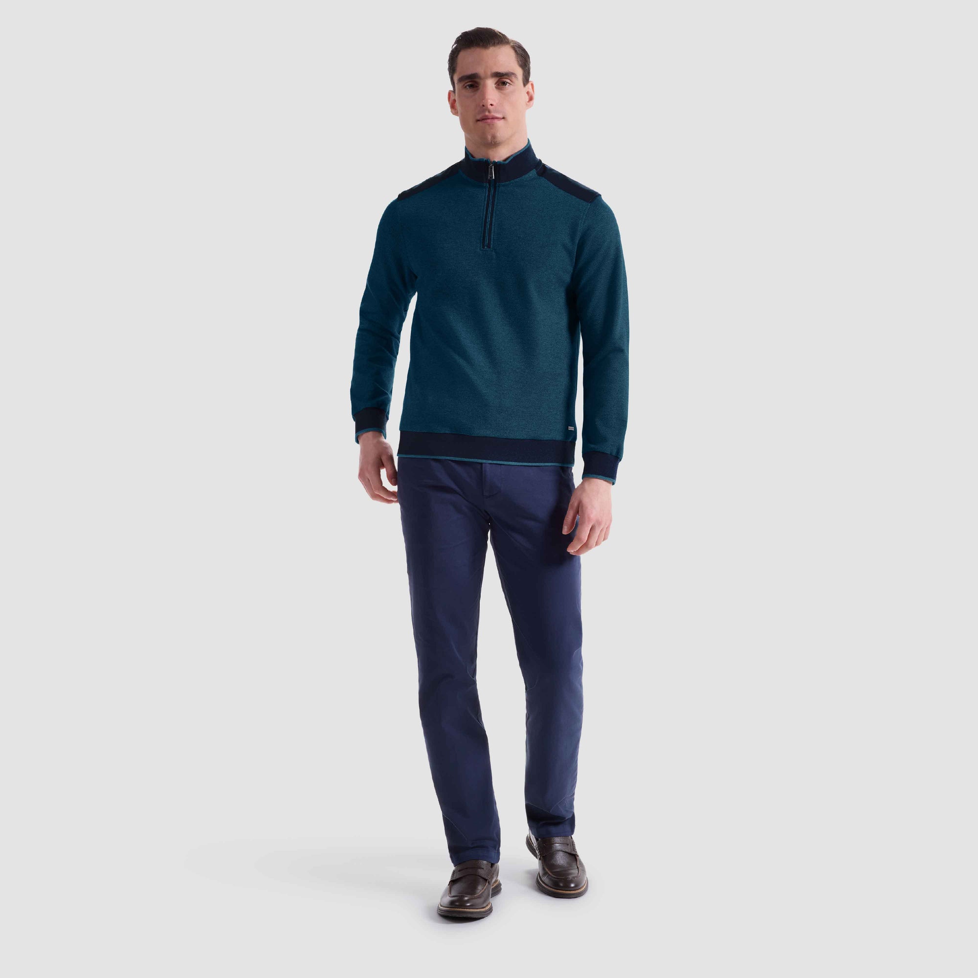 Diagonal Stripe Melange Quarter Zip