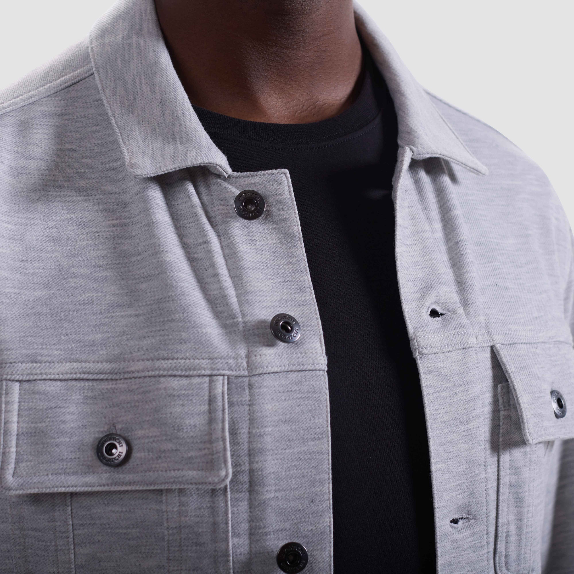 Twill-Effect Knit Trucker Jacket