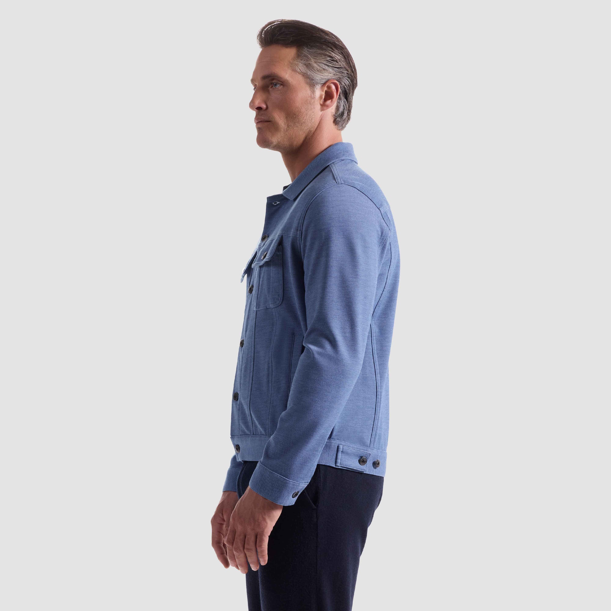 Twill-Effect Knit Trucker Jacket