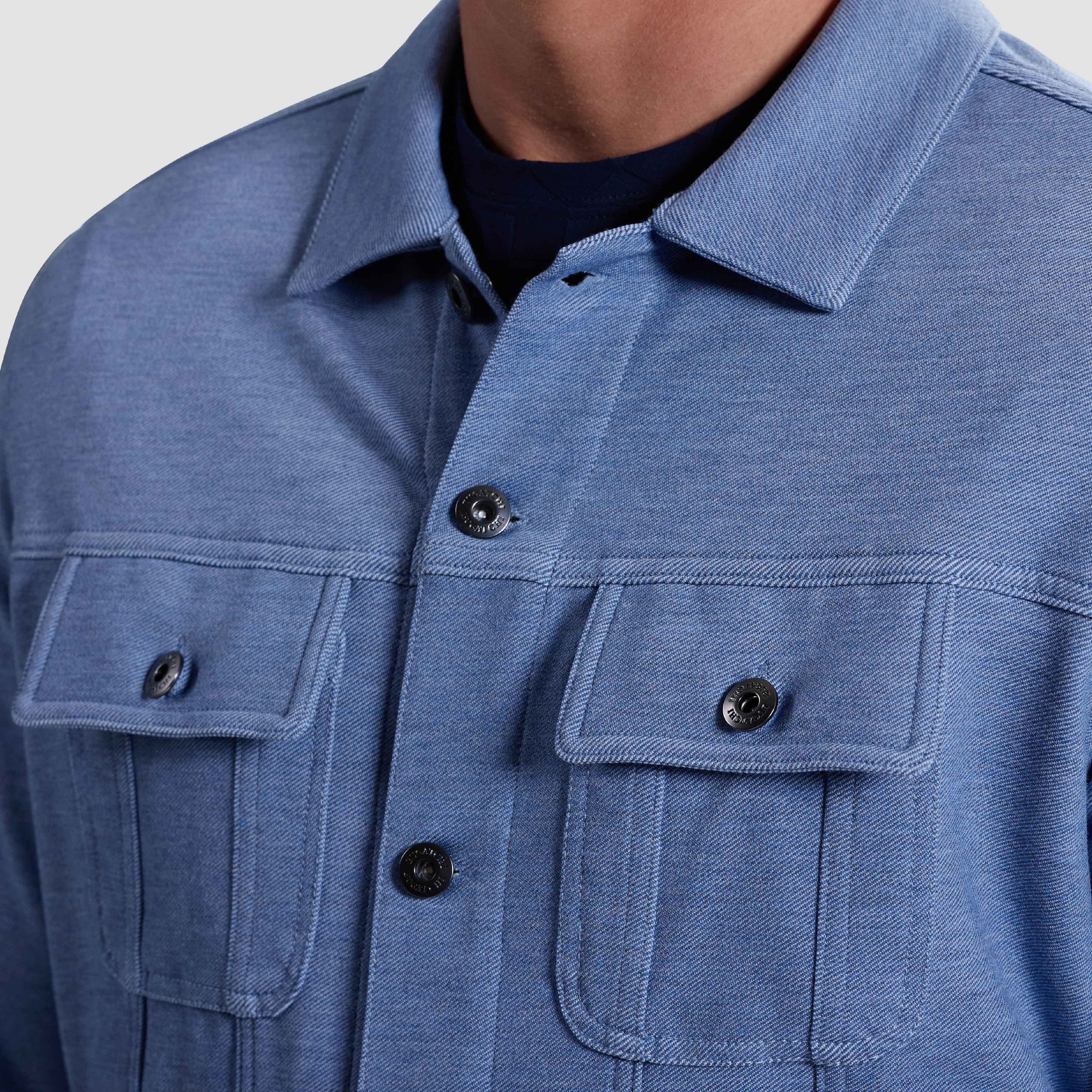 Twill-Effect Knit Trucker Jacket