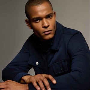 Twill-Effect Knit Trucker Jacket