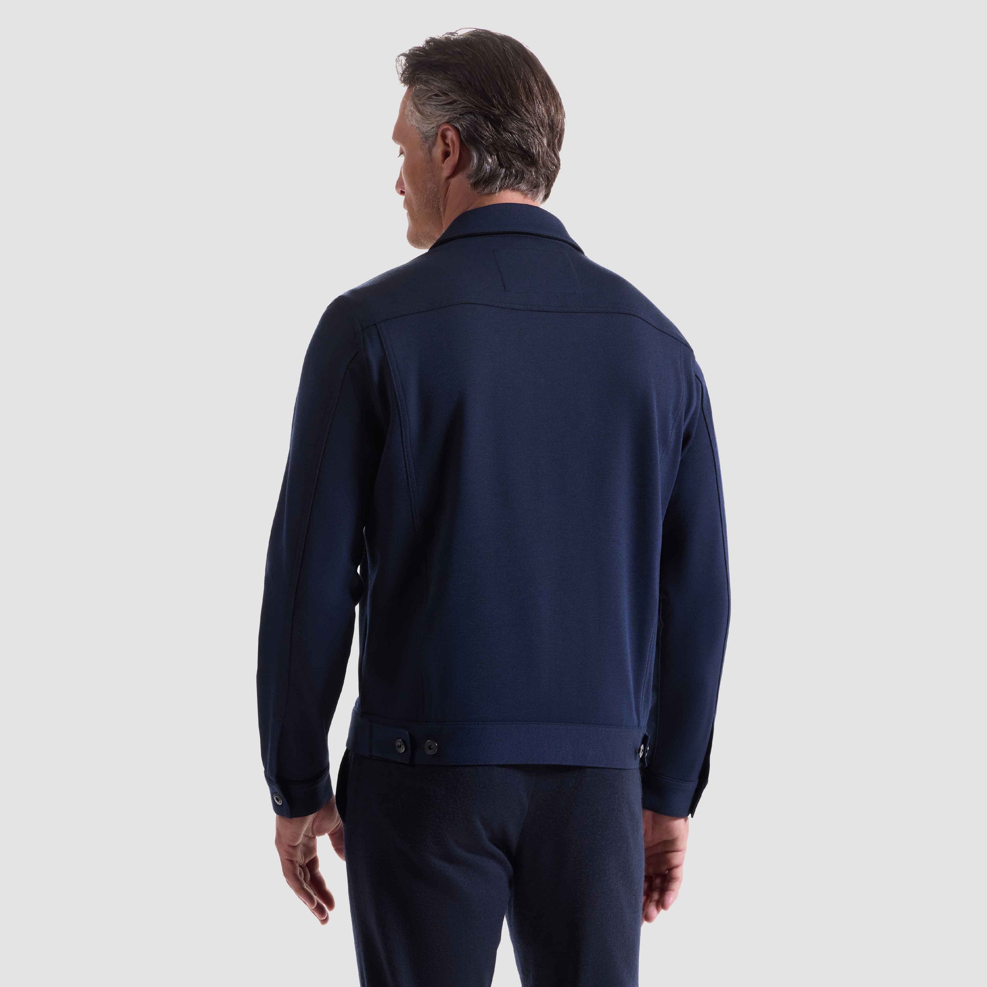 Twill-Effect Knit Trucker Jacket