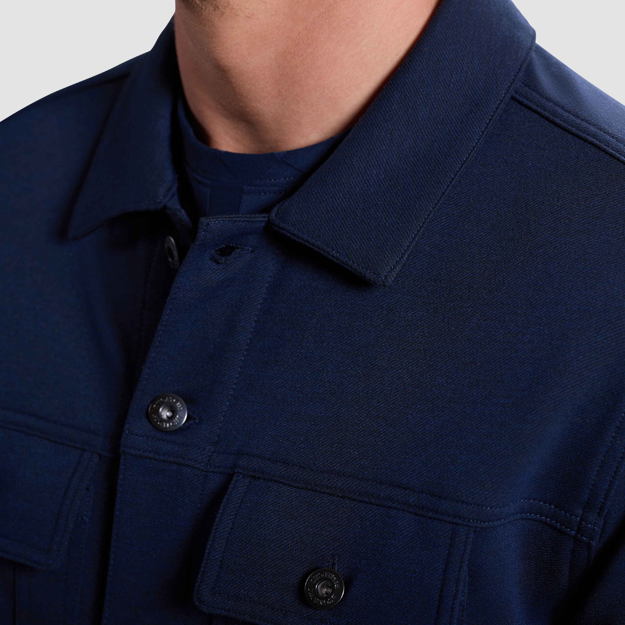 Twill-Effect Knit Trucker Jacket