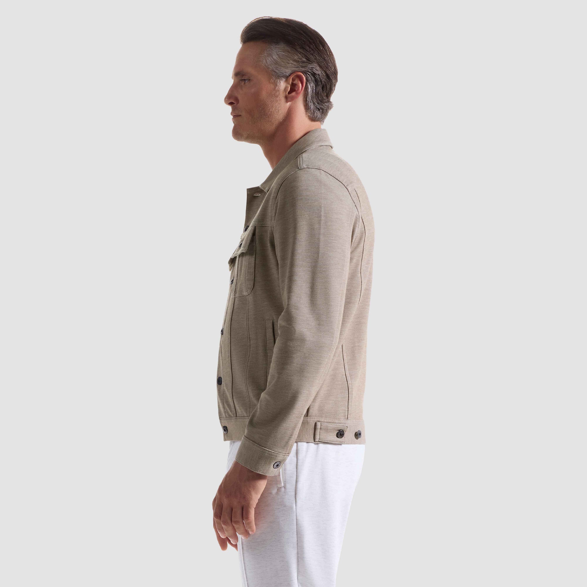 Twill-Effect Knit Trucker Jacket