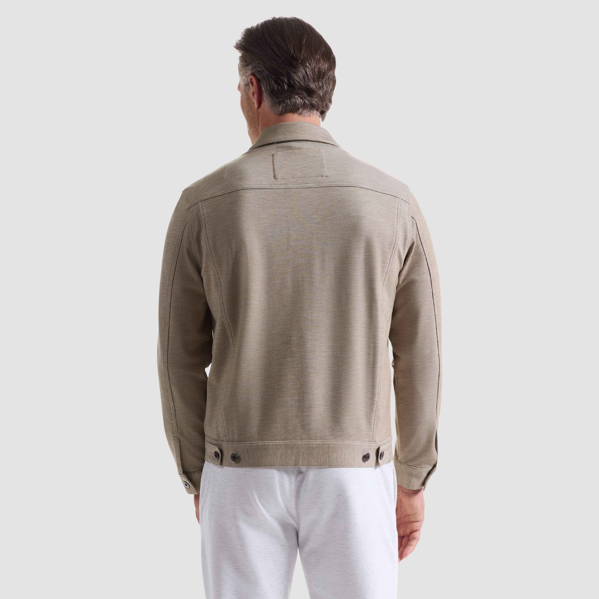 Twill-Effect Knit Trucker Jacket