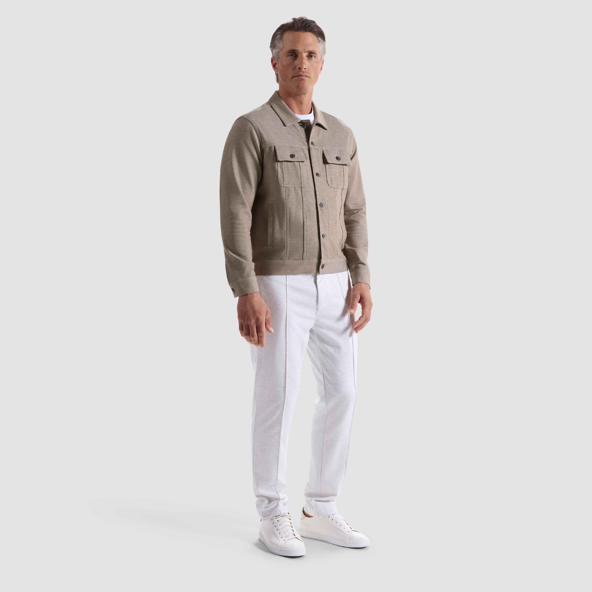 Twill-Effect Knit Trucker Jacket