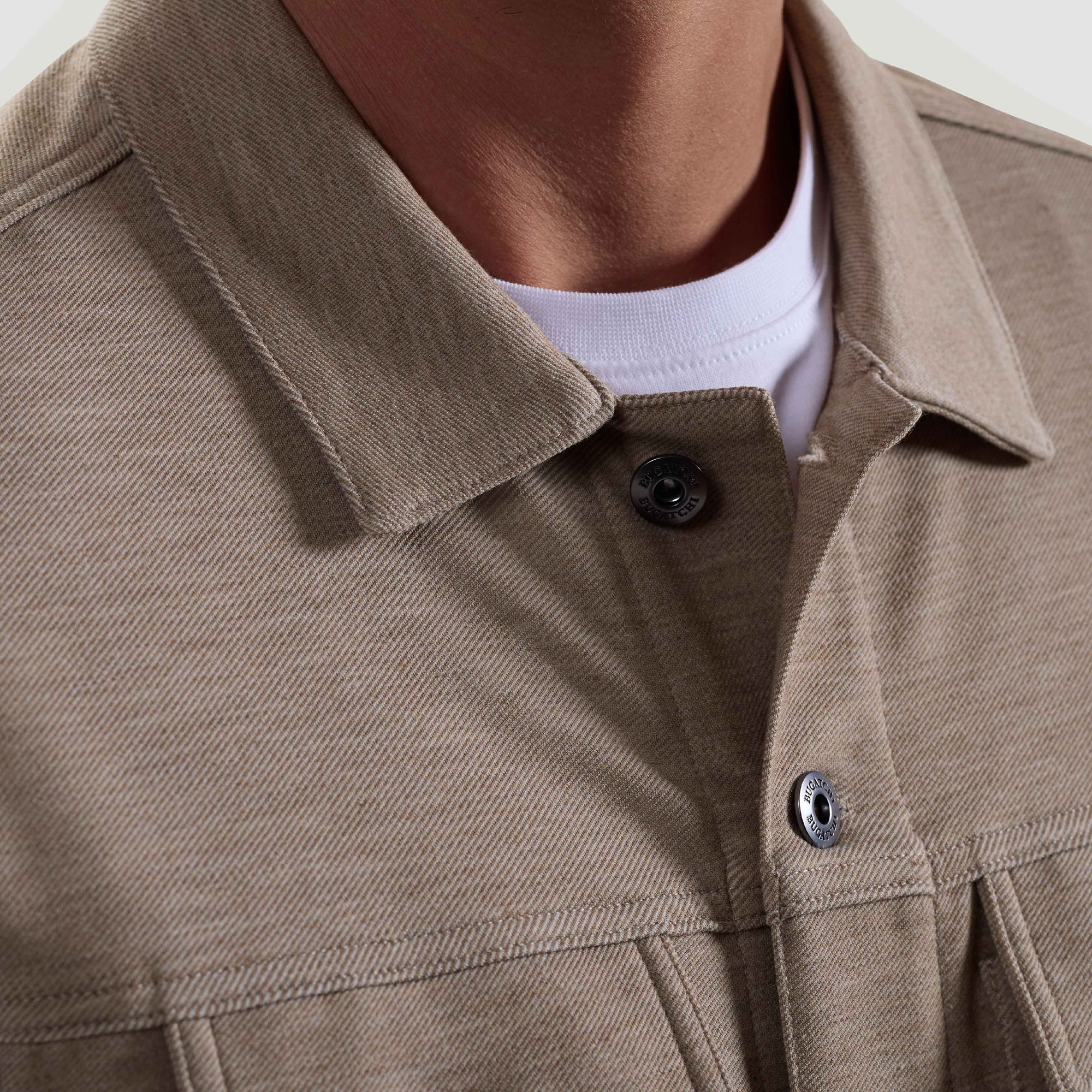 Twill-Effect Knit Trucker Jacket