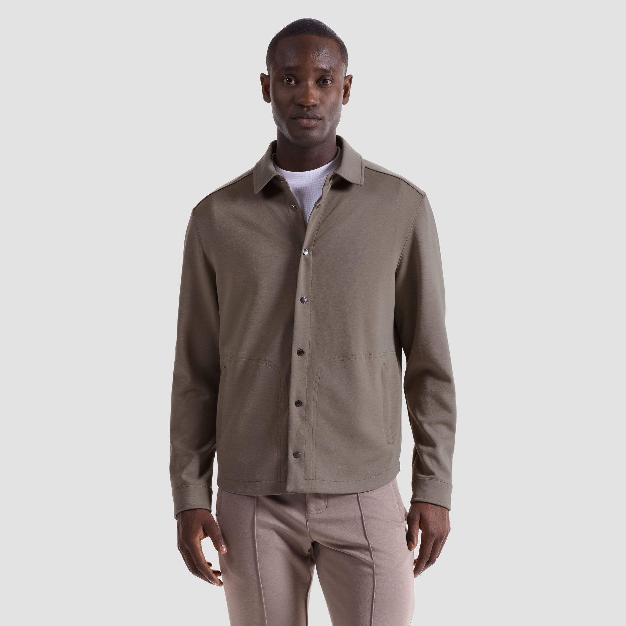 Soft Touch Snap Front Shirt Jacket