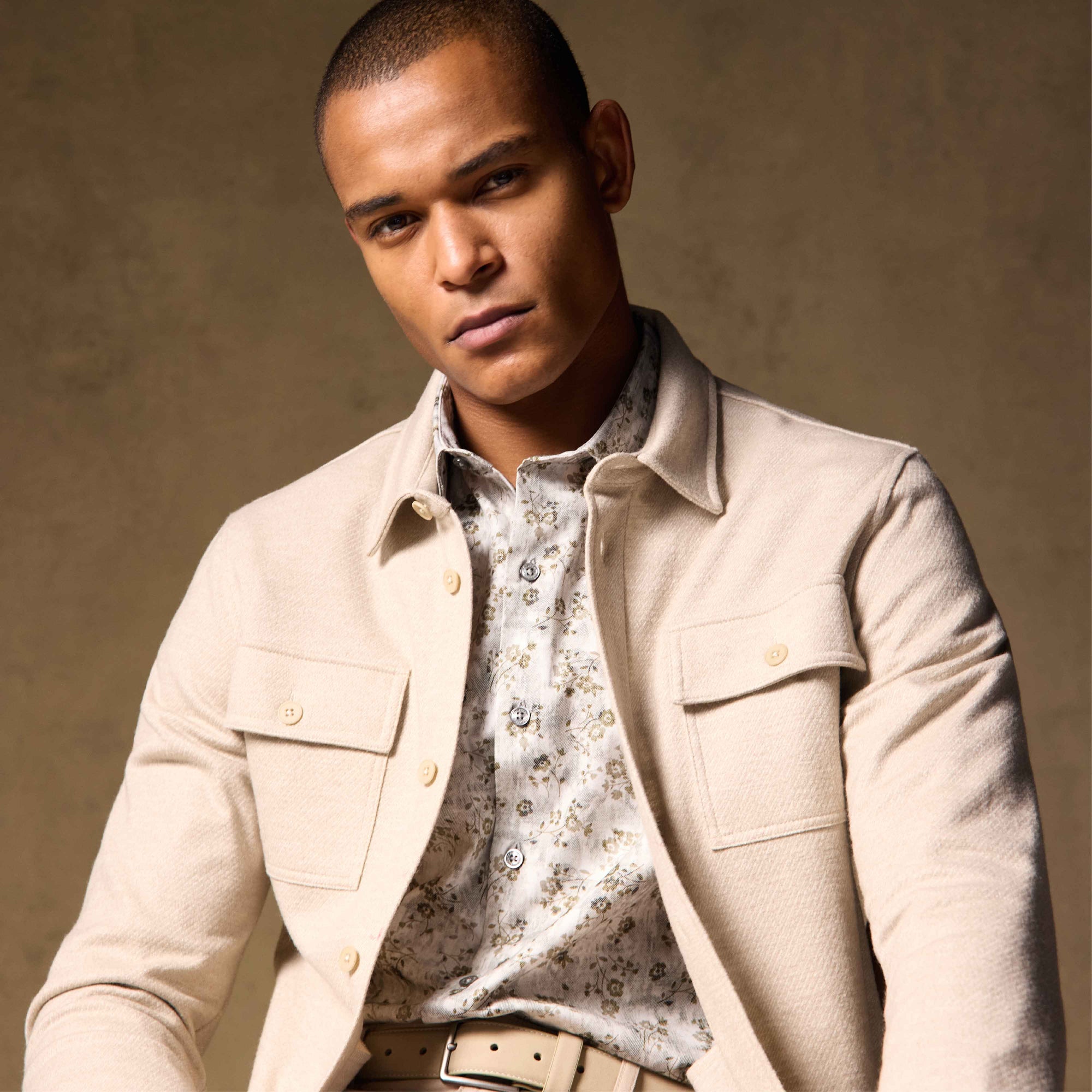 Twill-Effect Knit Overshirt