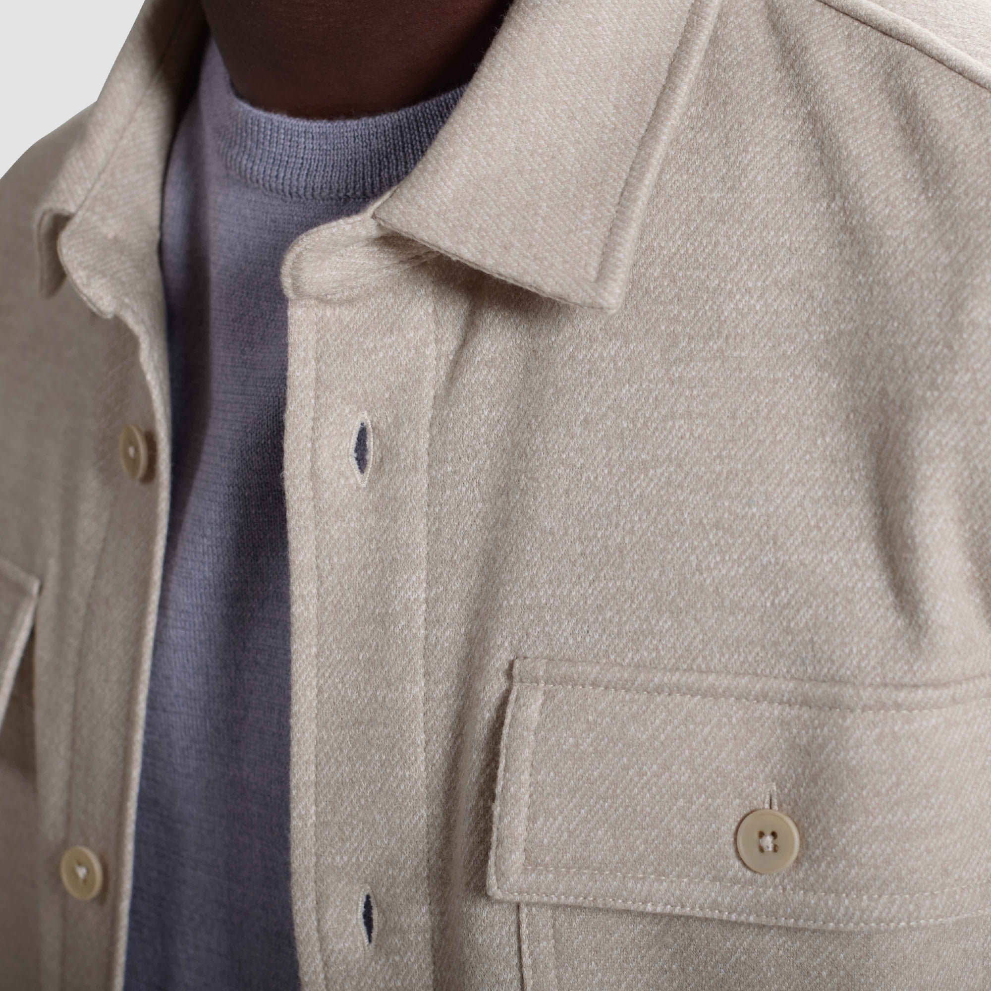 Twill-Effect Knit Overshirt