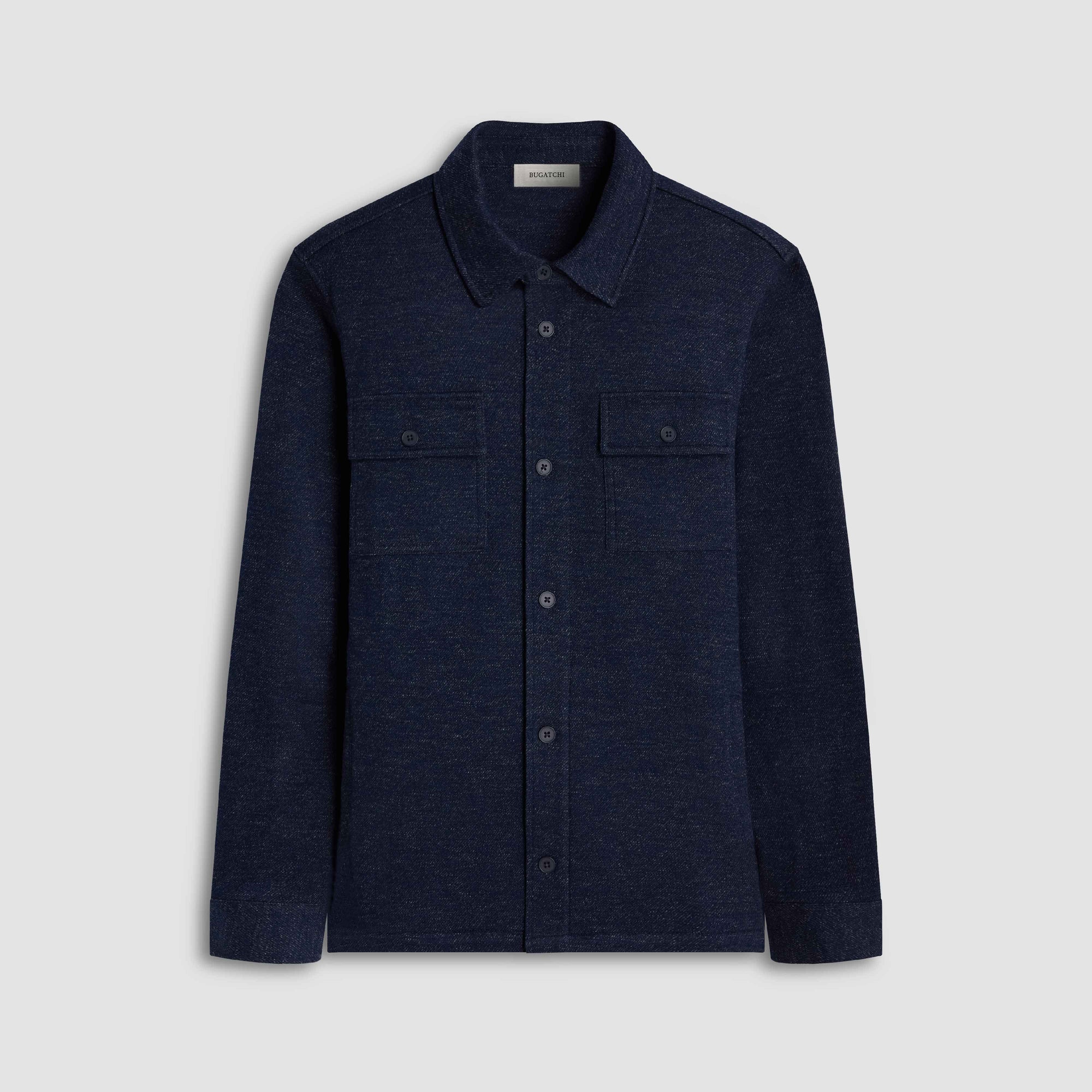 Twill-Effect Knit Overshirt