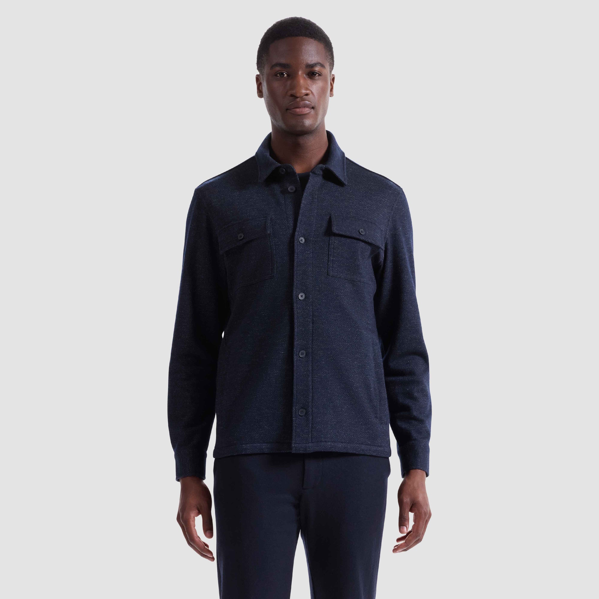 Twill-Effect Knit Overshirt