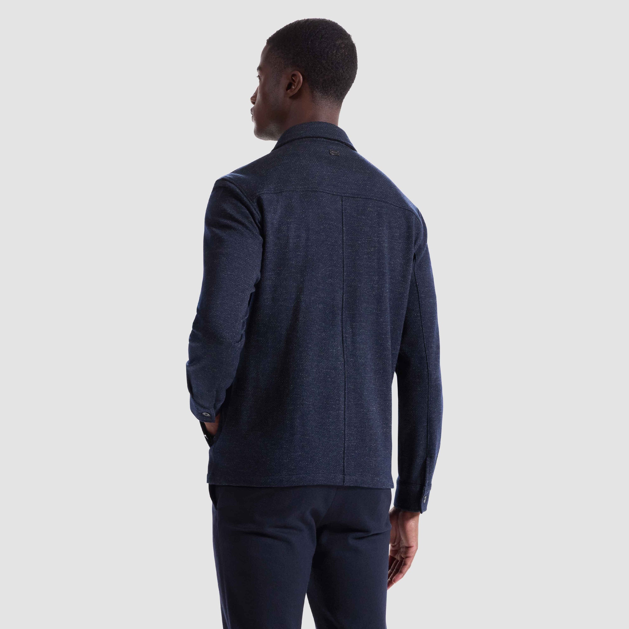 Twill-Effect Knit Overshirt