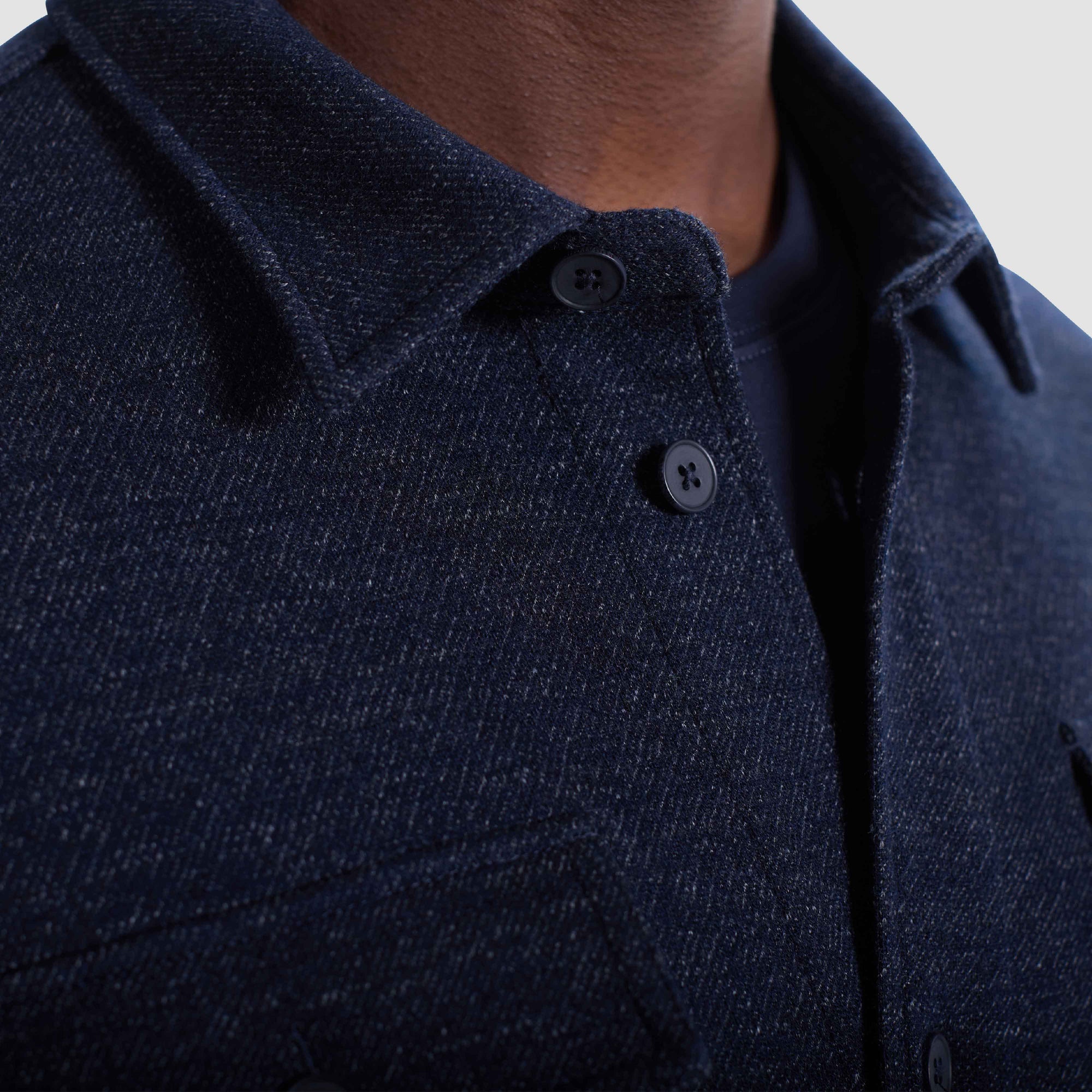 Twill-Effect Knit Overshirt
