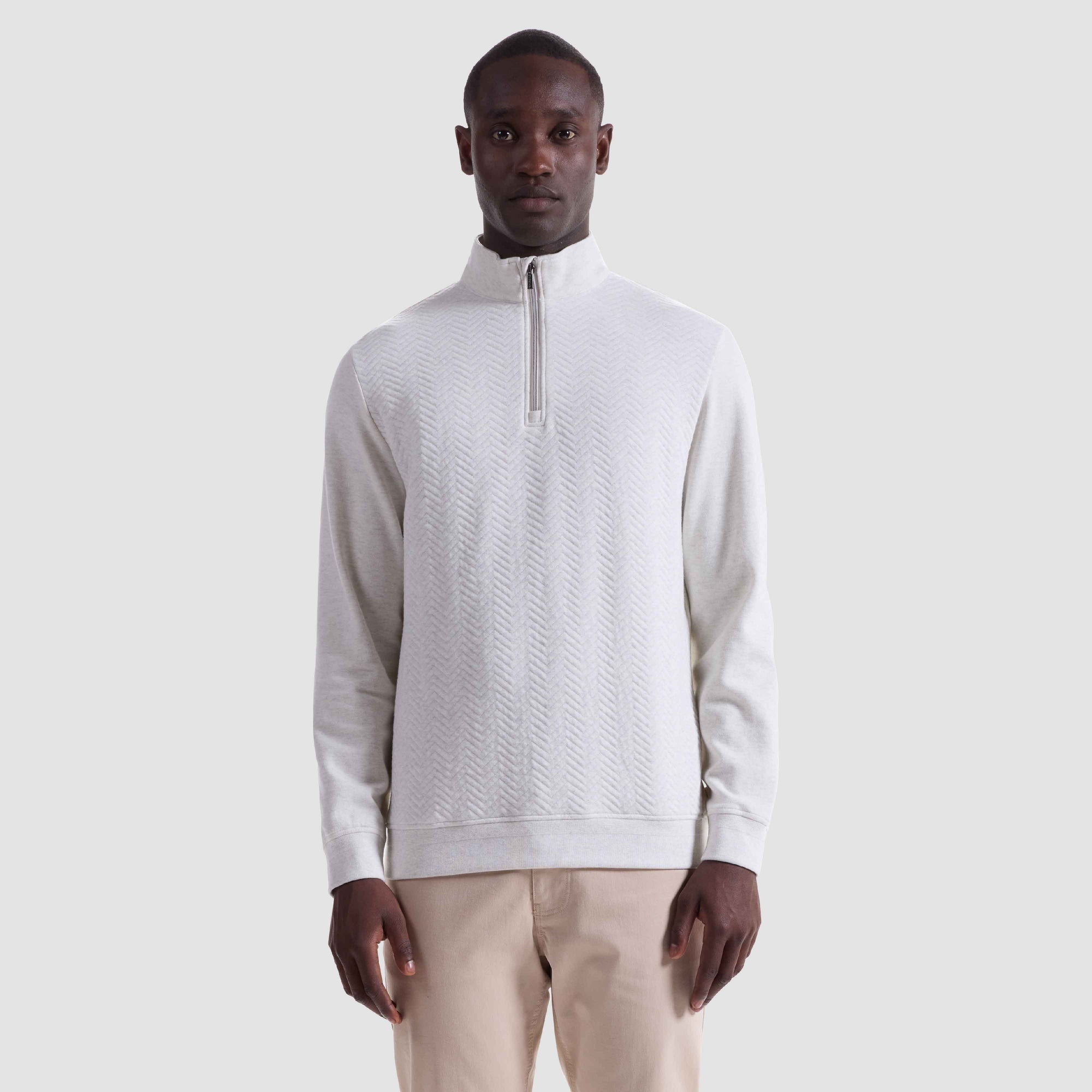 Chevron Melange Quarter Zip Pullover