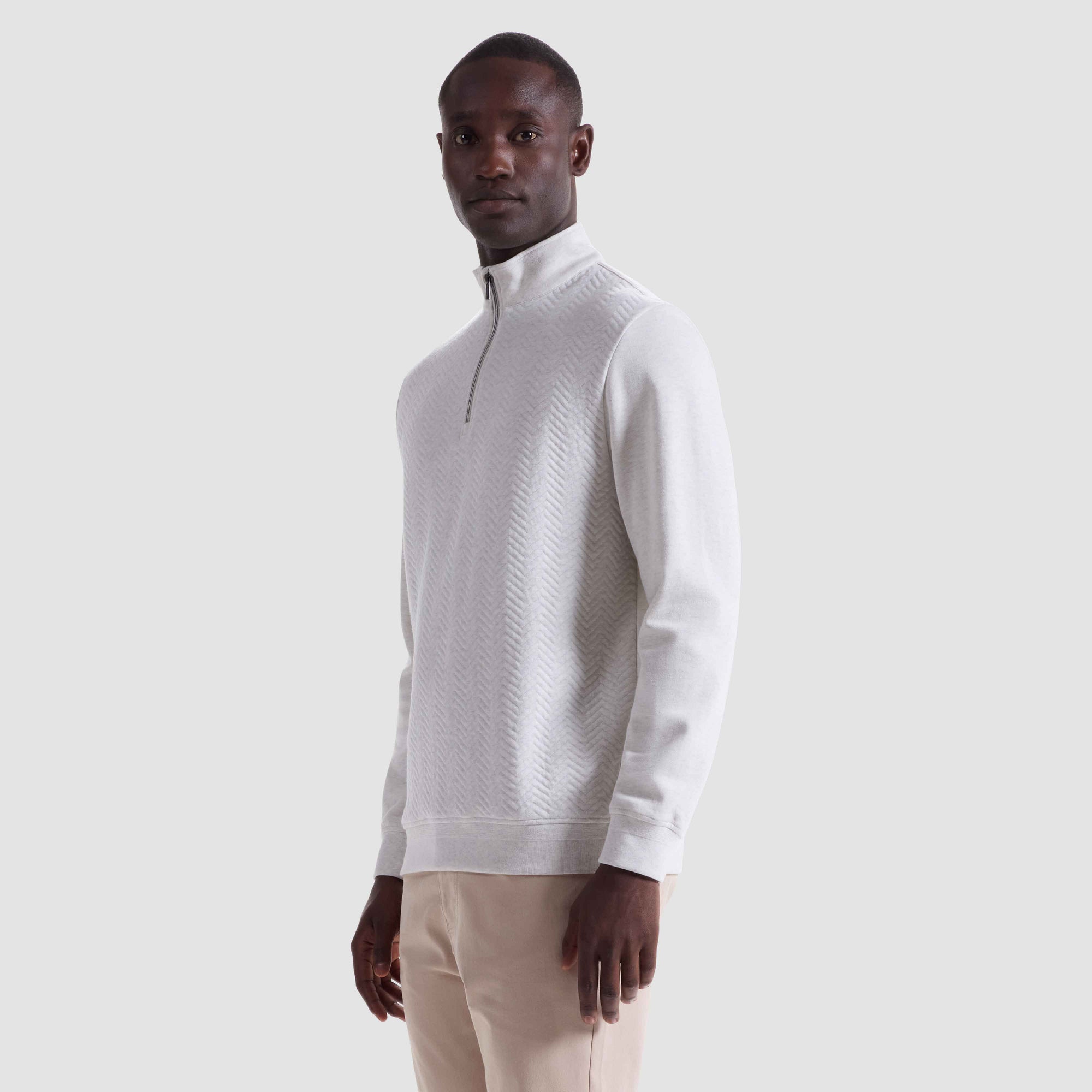 Chevron Melange Quarter Zip Pullover