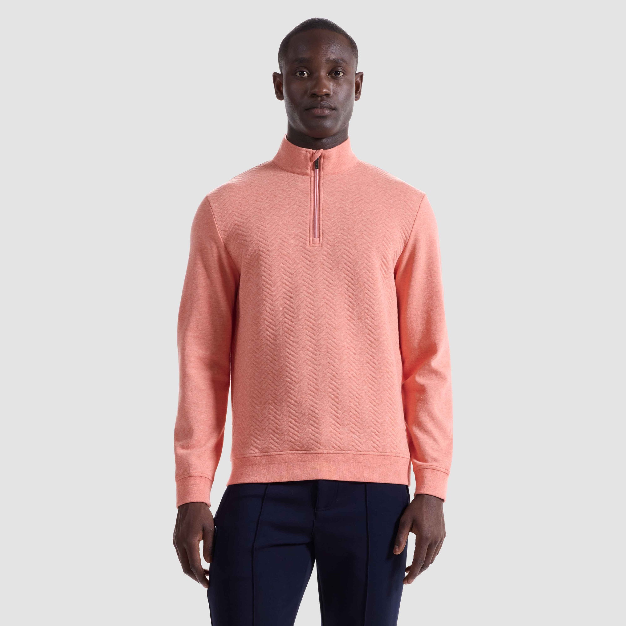 Chevron Melange Quarter Zip Pullover