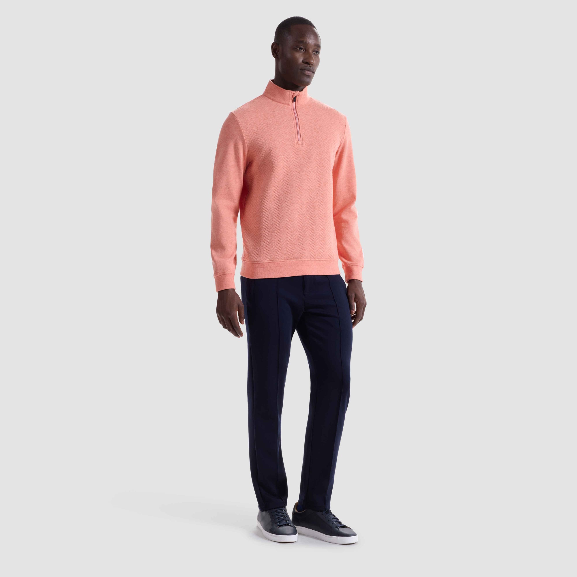 Chevron Melange Quarter Zip Pullover