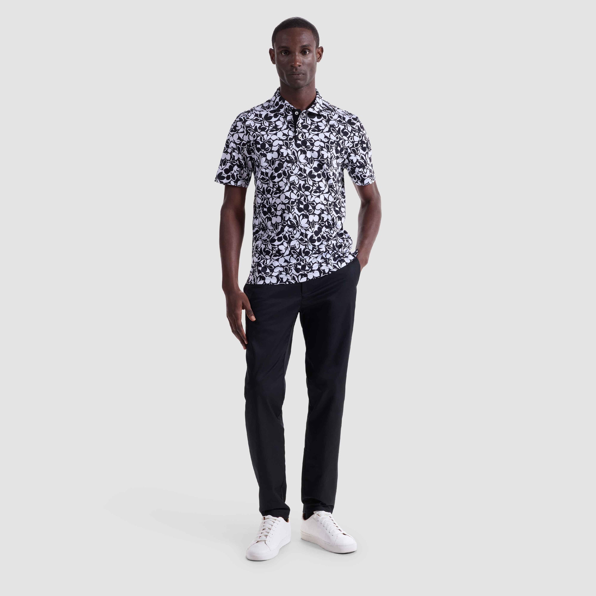 Hendrix Monochromatic Floral Polo Shirt