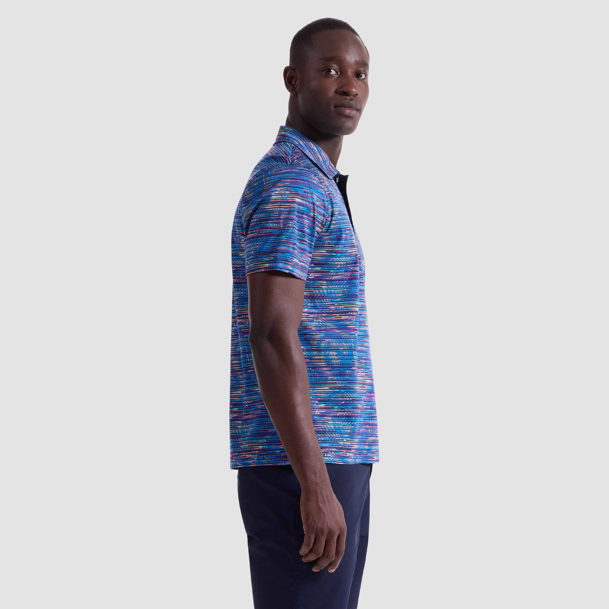 Hendrix Linear Leaf Print Polo Shirt
