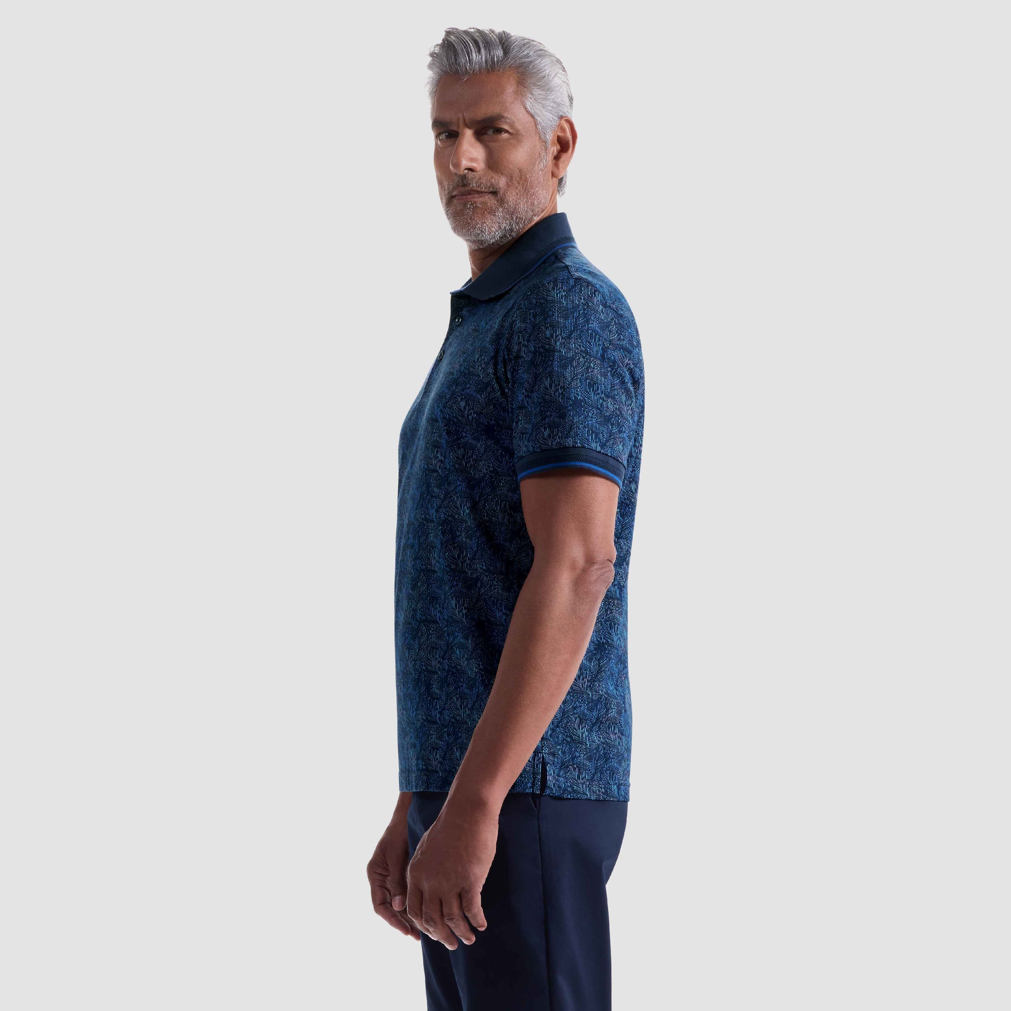 Vance Leaf Print OoohCotton Polo Shirt