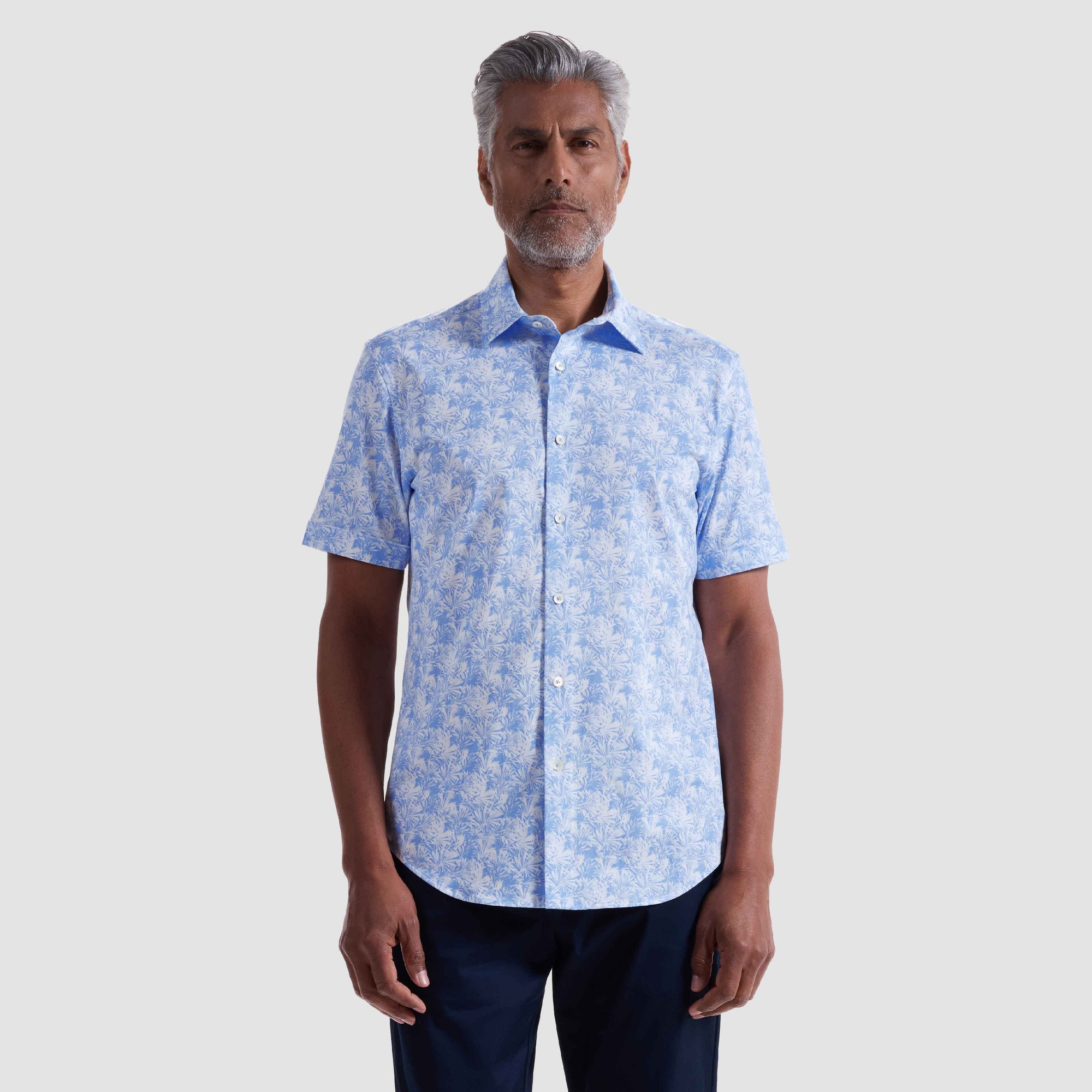 Miles Leaf Print OoohCotton Short-Sleeve Shirt