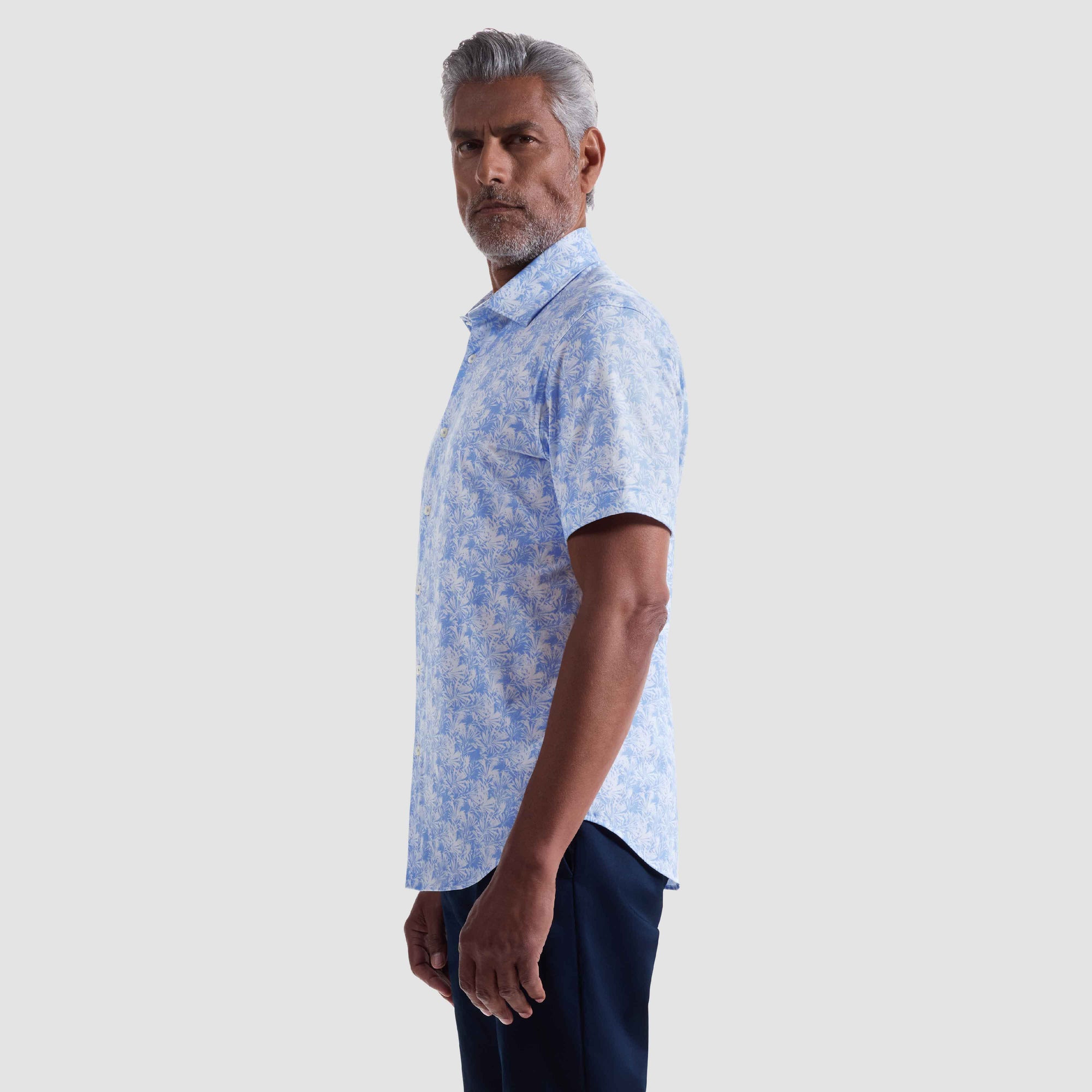 Miles Leaf Print OoohCotton Short-Sleeve Shirt