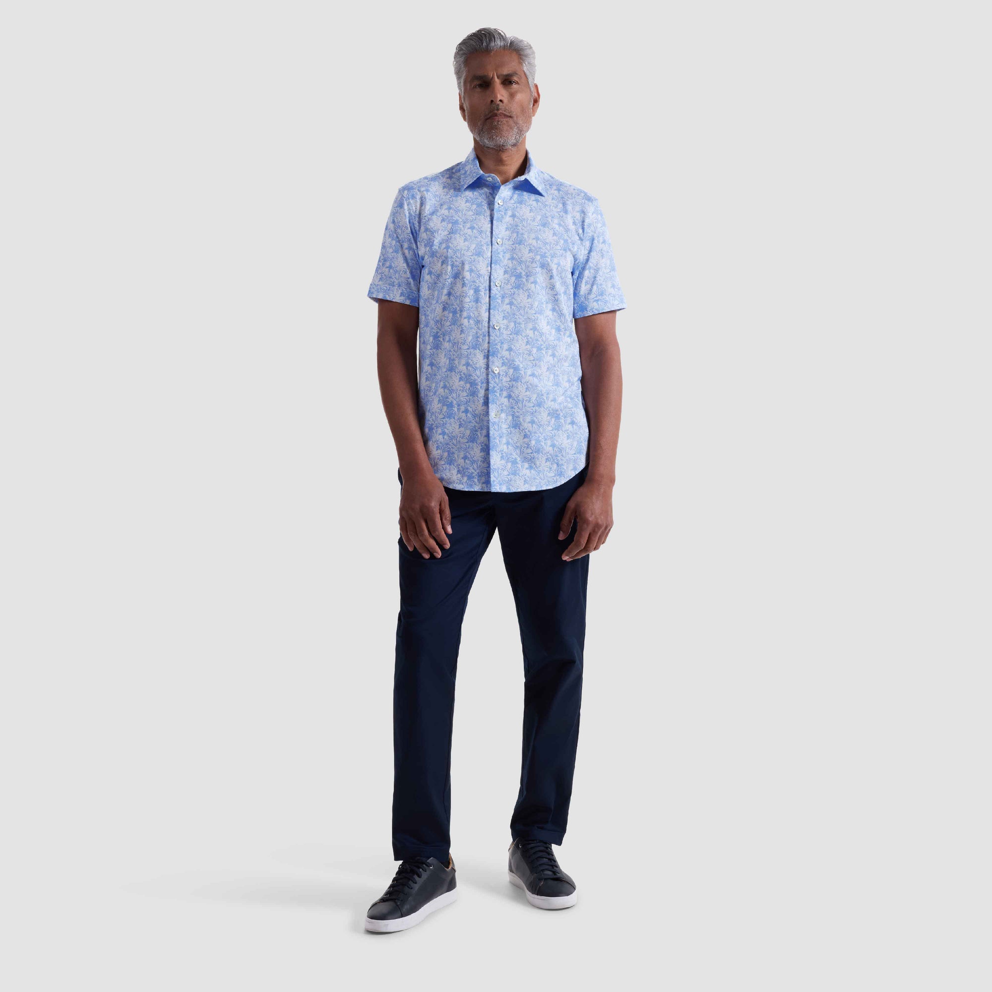 Miles Leaf Print OoohCotton Short-Sleeve Shirt