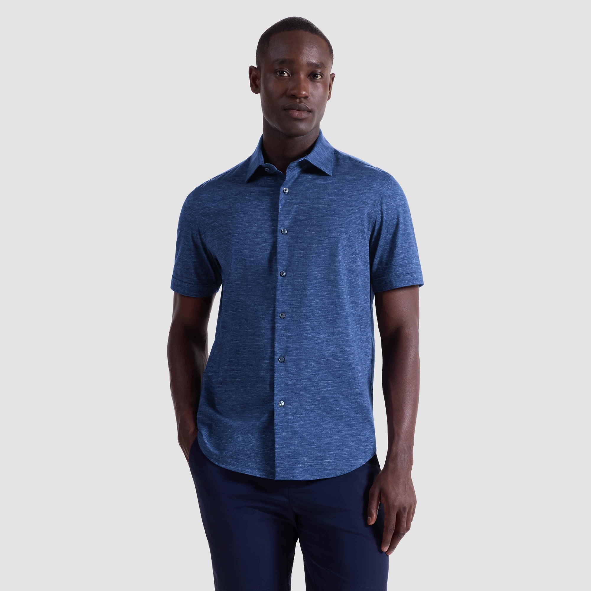 Miles Heathered OoohCotton Short-Sleeve Shirt