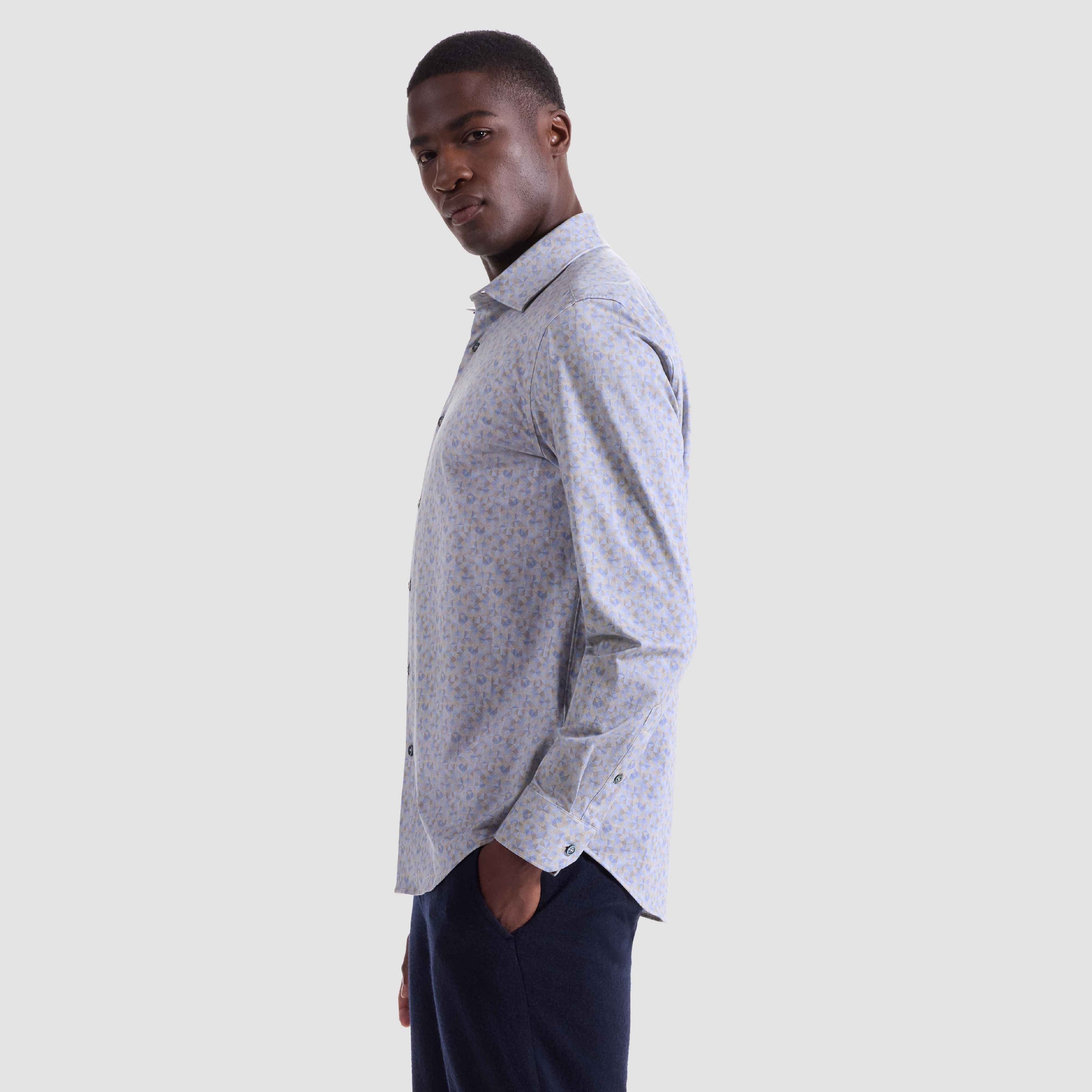 Jimmy Double-Sided Geometric & Leaf Print OoohCotton Shirt