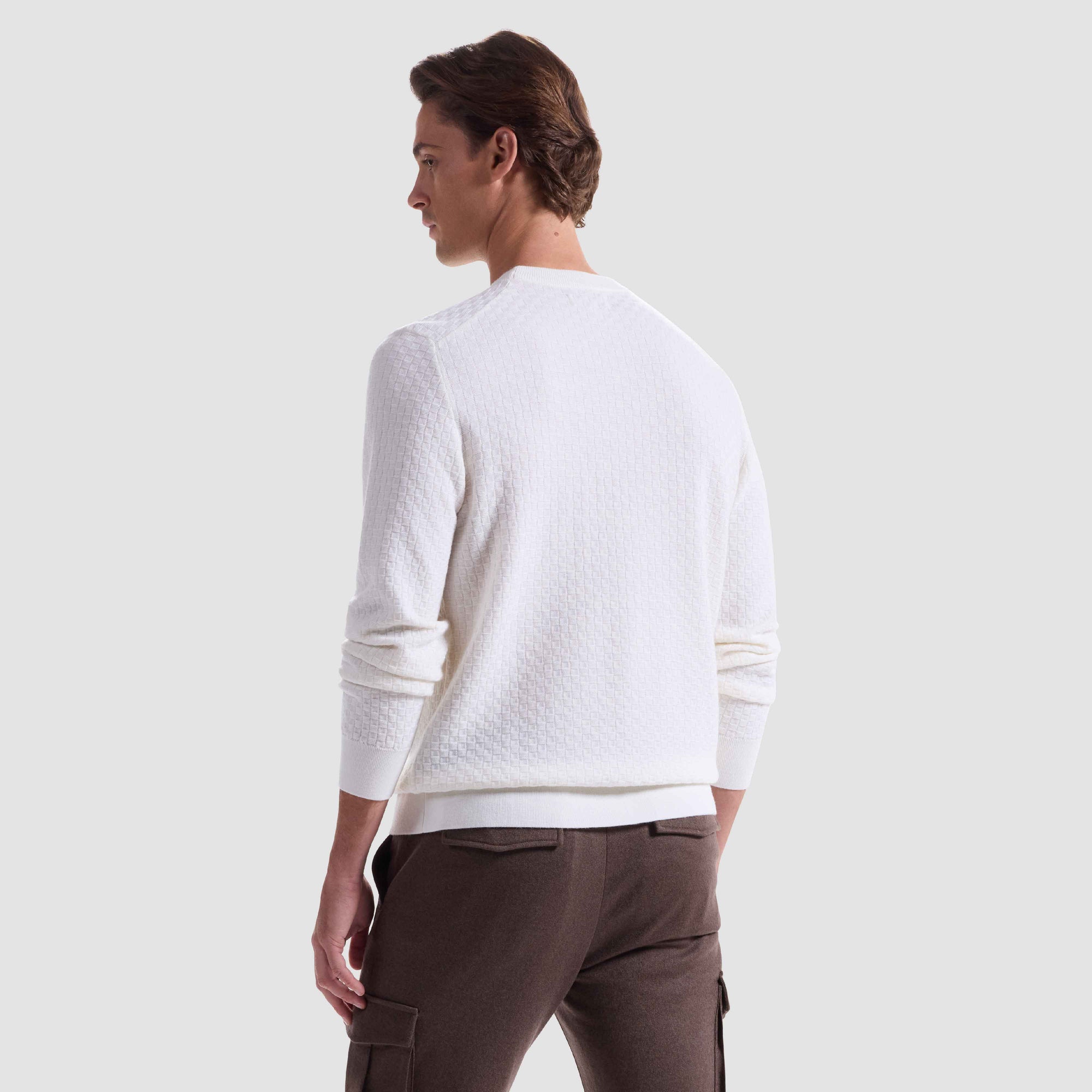 Basketweave Crewneck Sweater