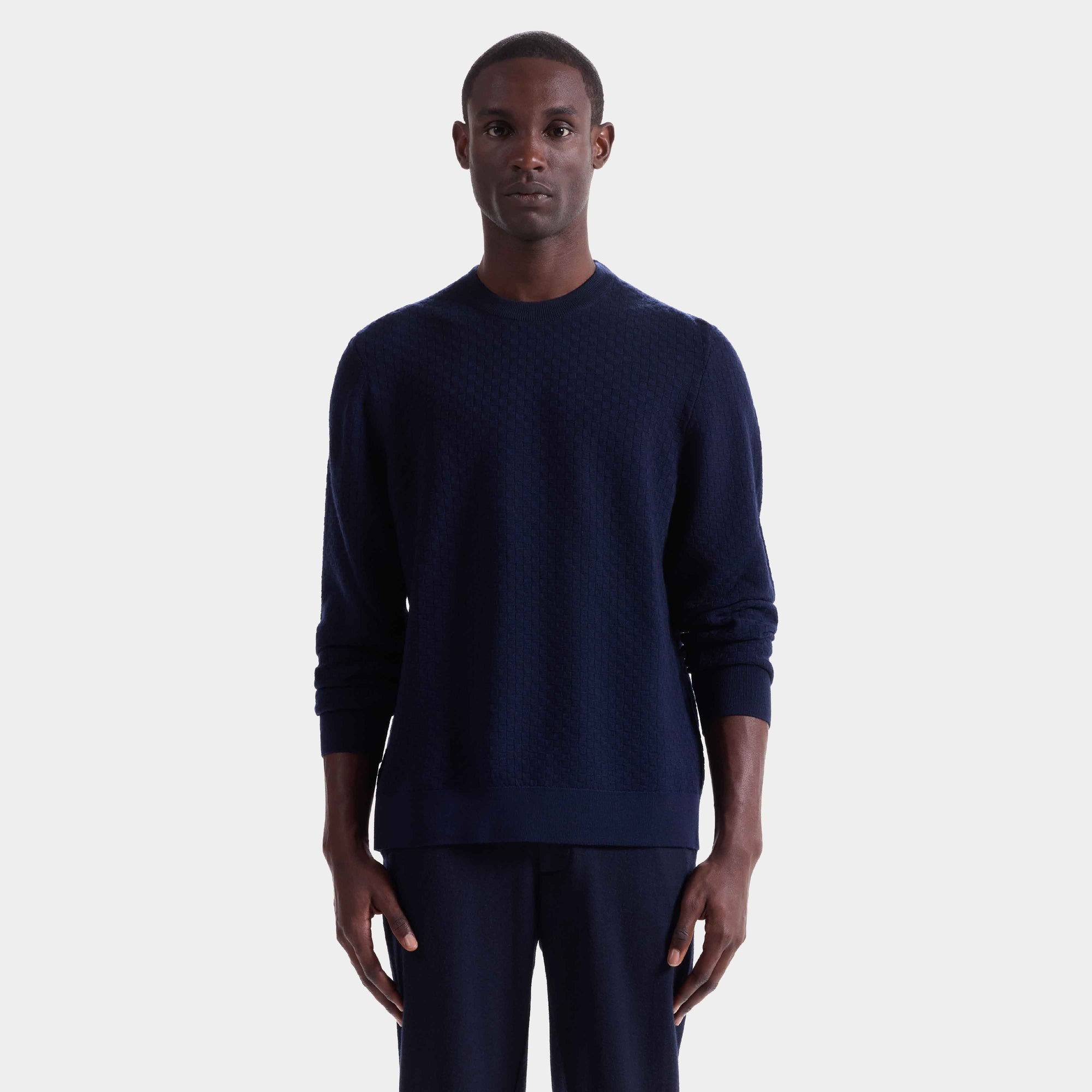 Basketweave Crewneck Sweater