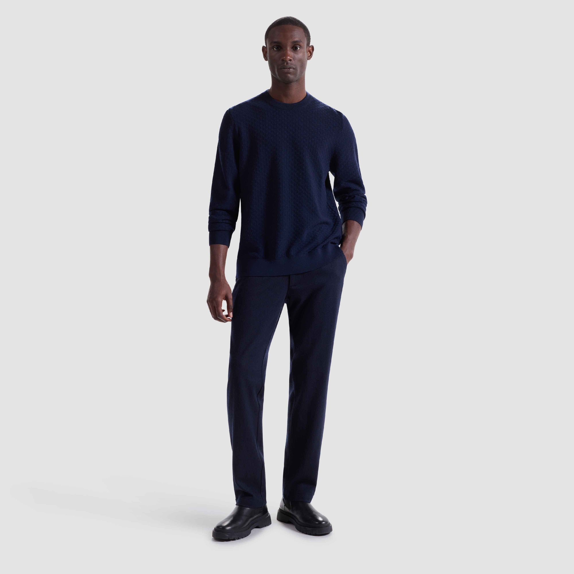 Basketweave Crewneck Sweater