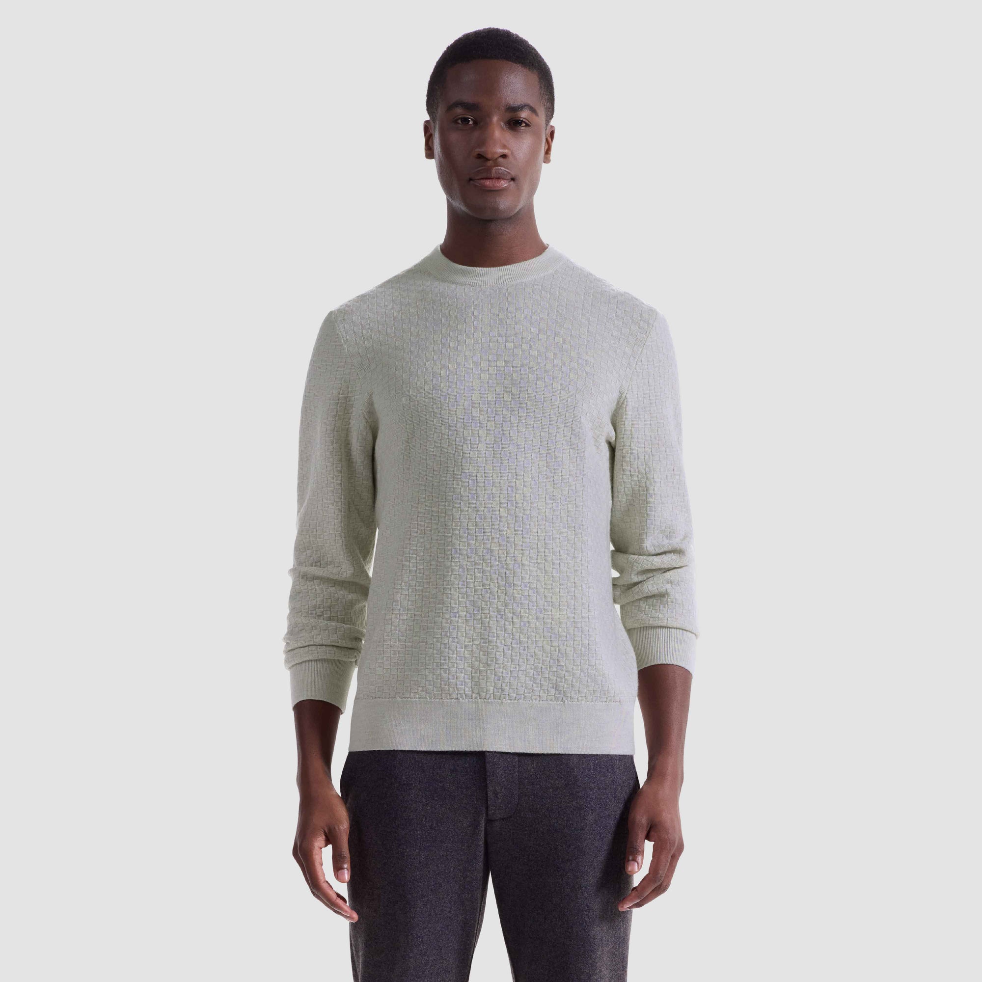 Basketweave Crewneck Sweater