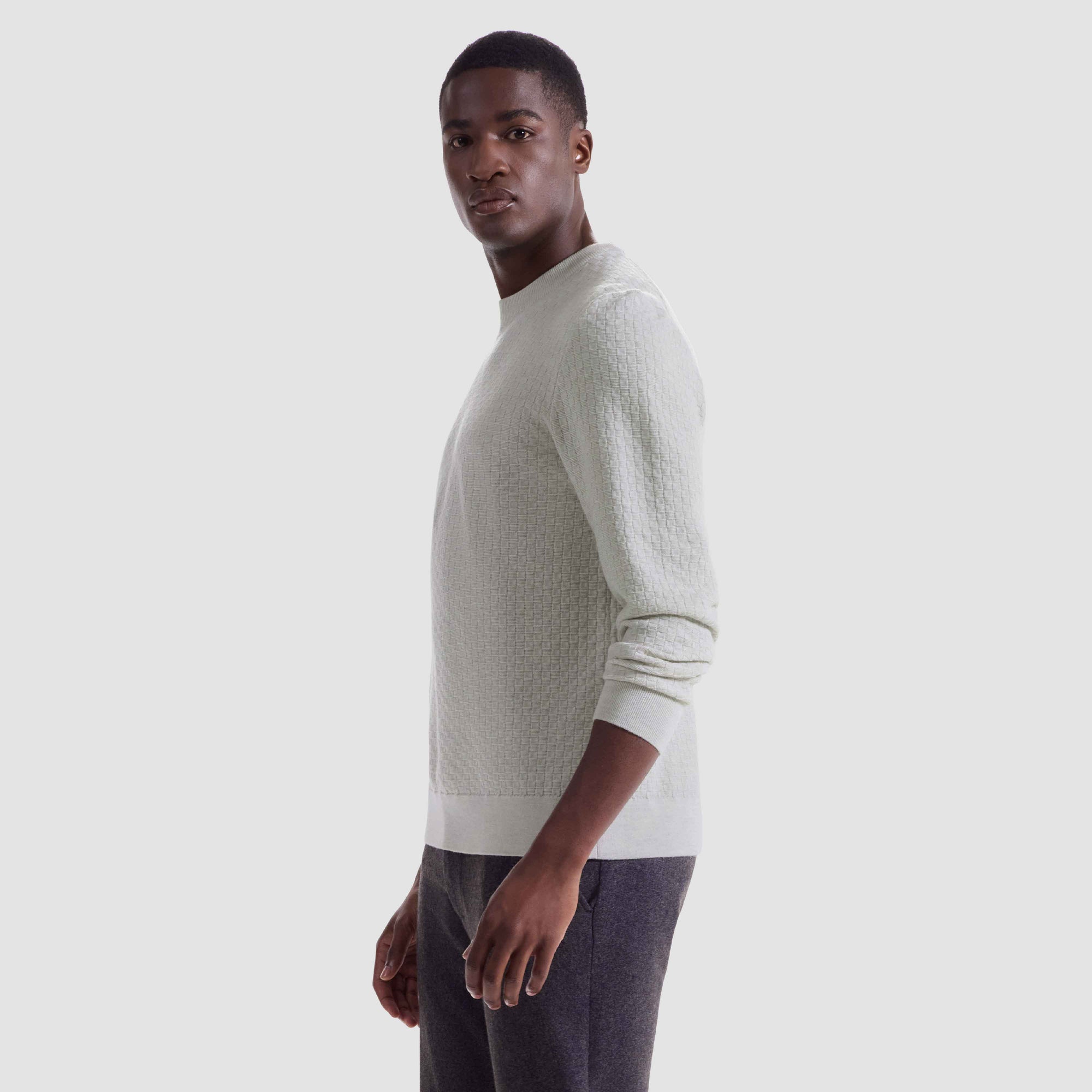 Basketweave Crewneck Sweater