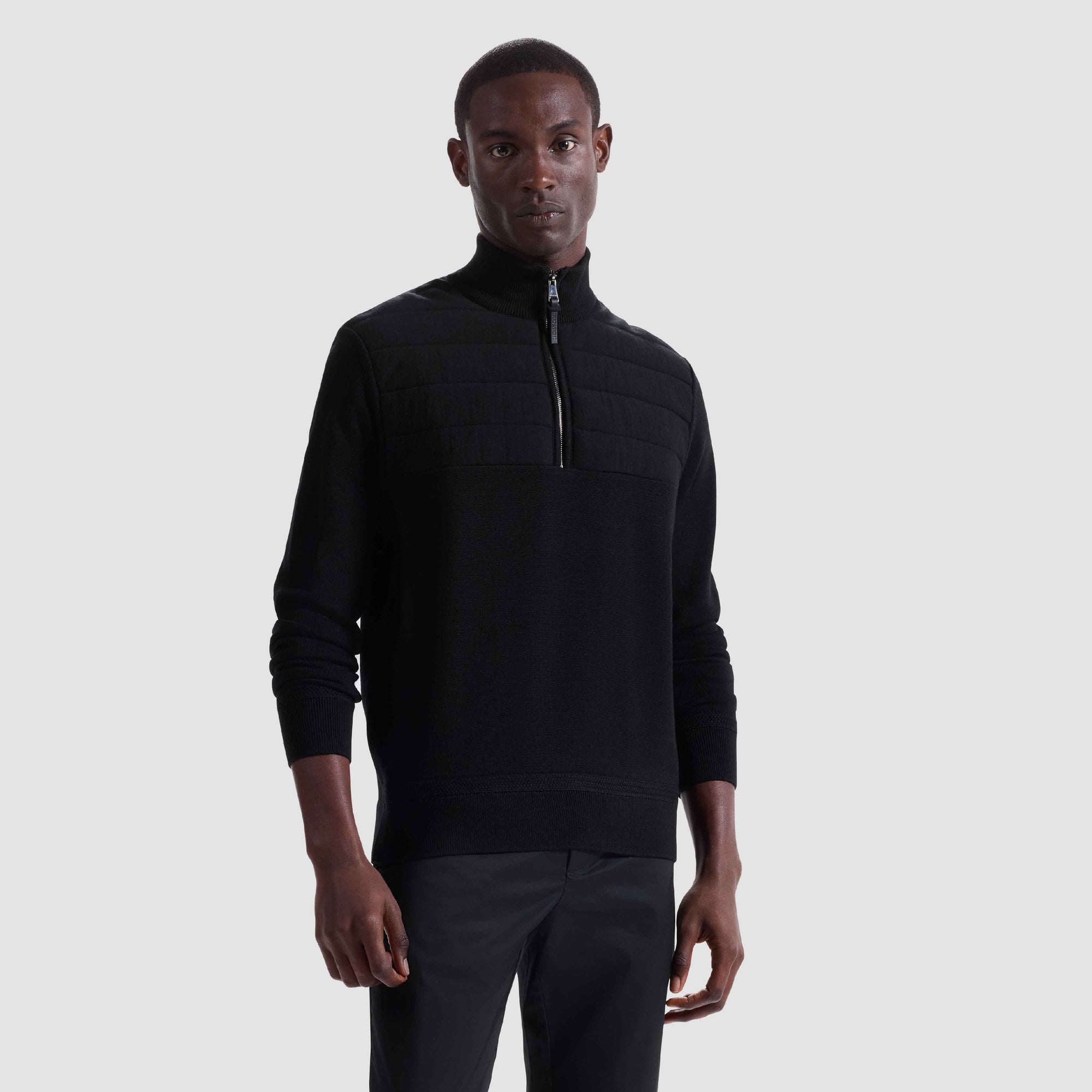 Melange Quarter Zip Mock Neck Sweater