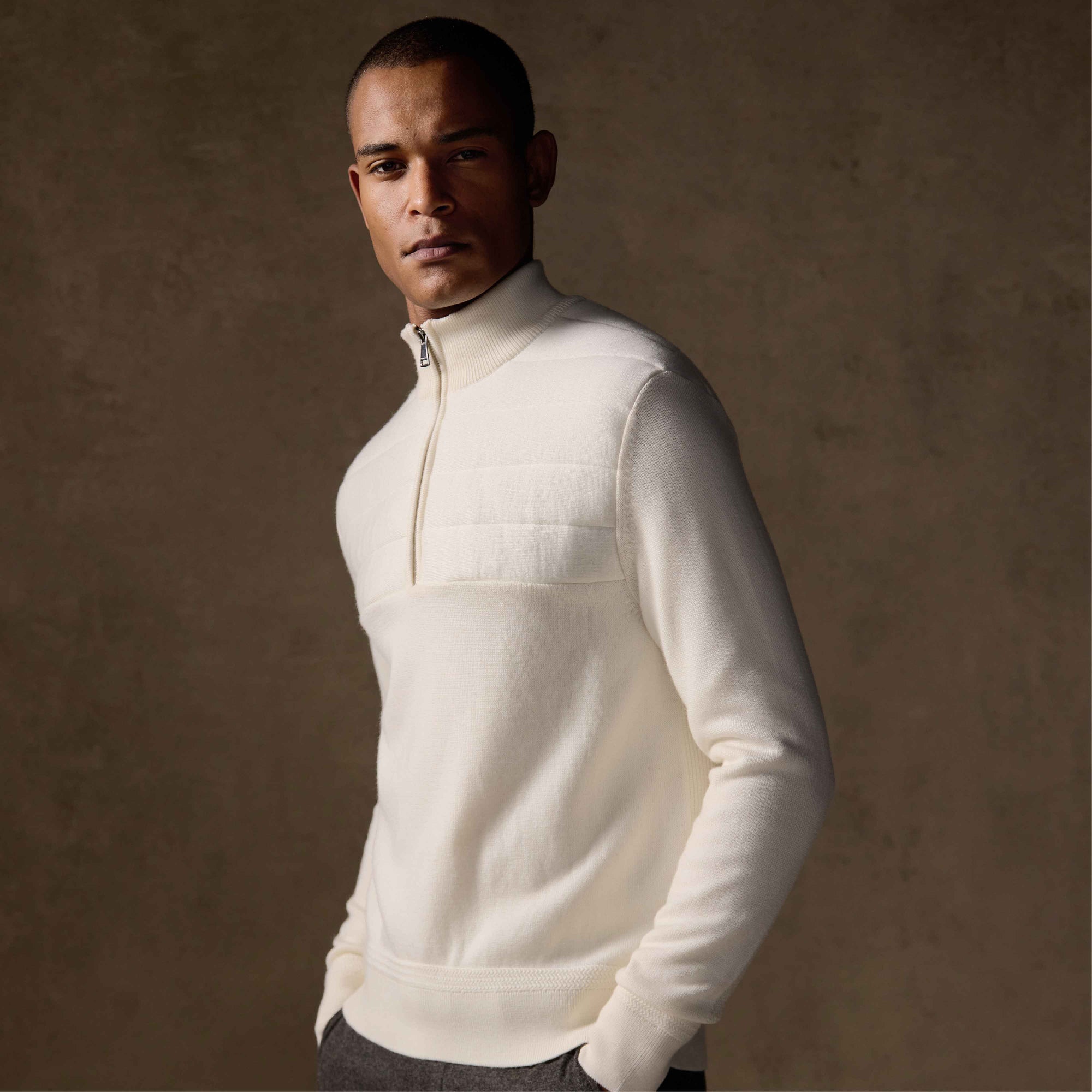 Melange Quarter Zip Mock Neck Sweater