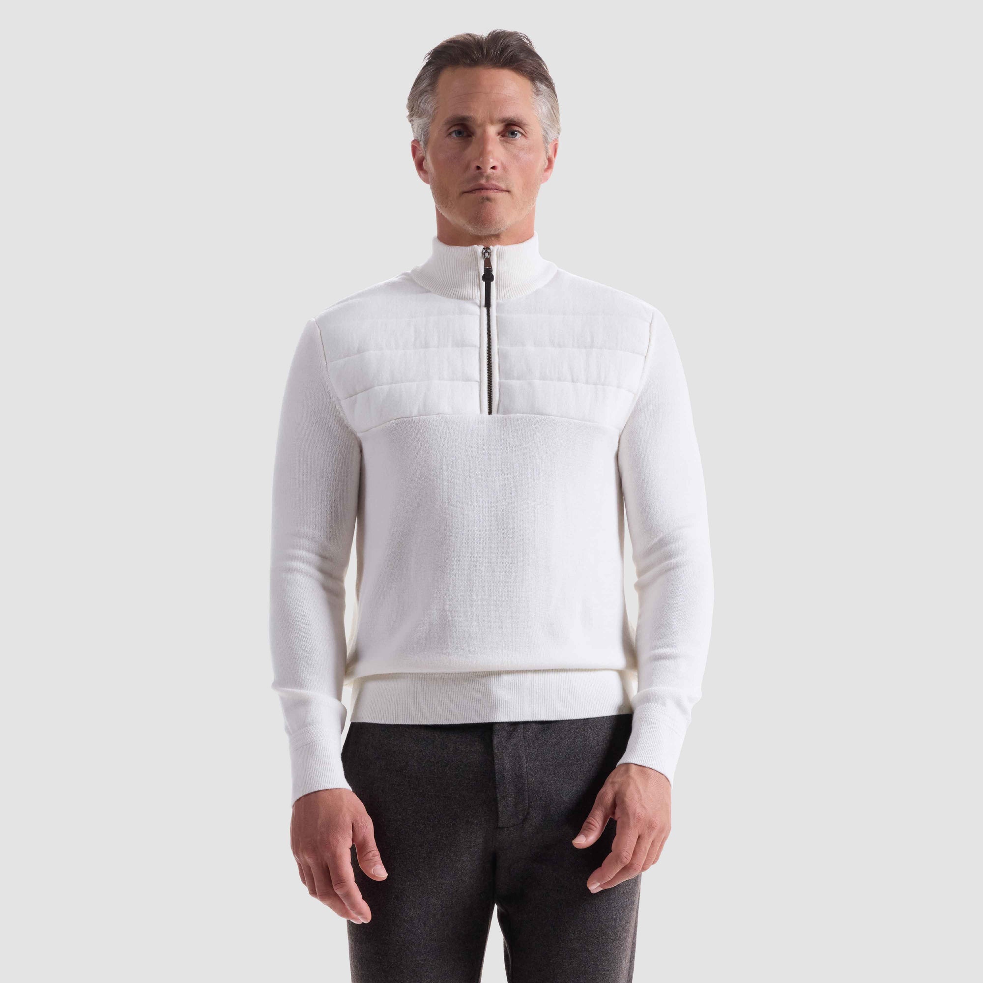 Melange Quarter Zip Mock Neck Sweater