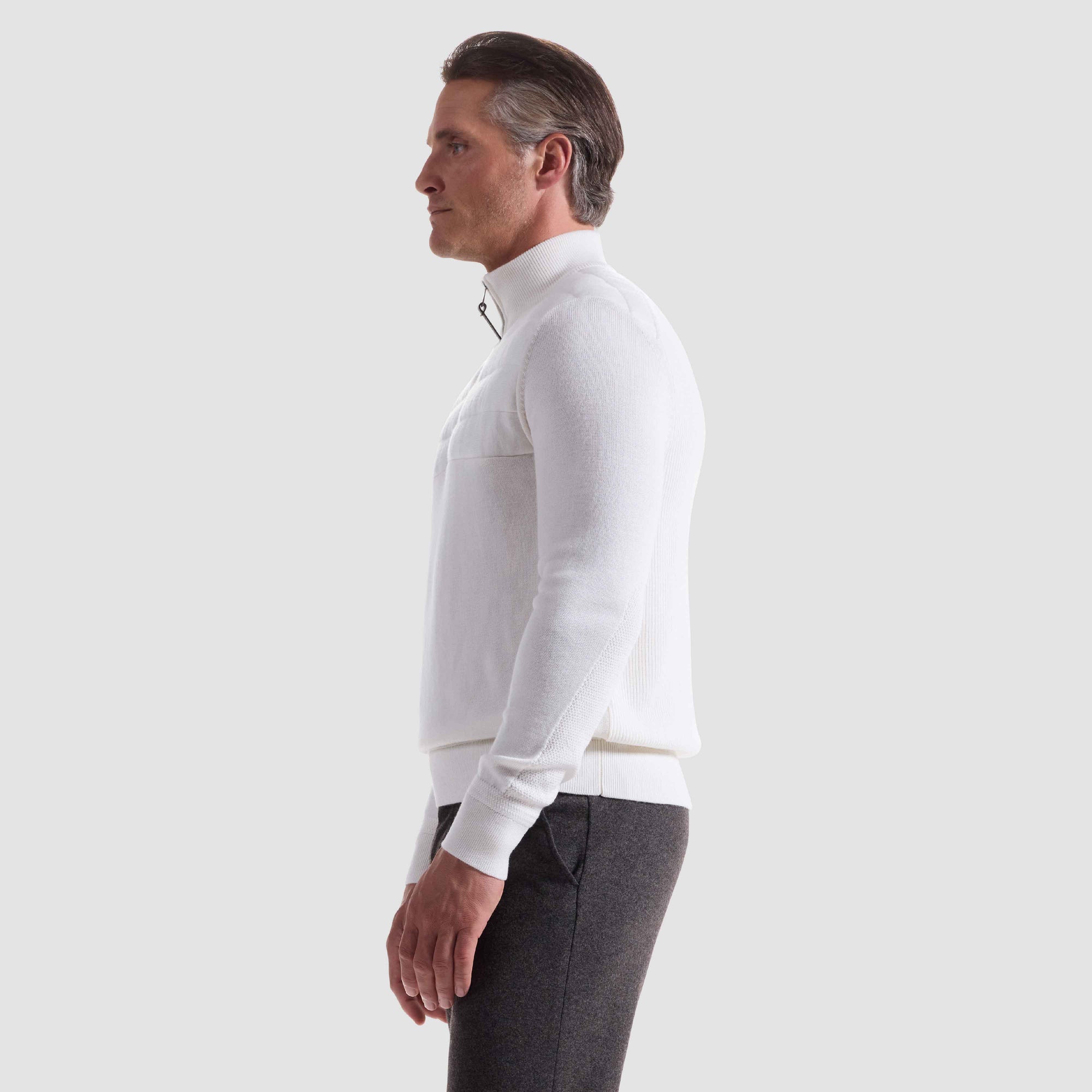 Melange Quarter Zip Mock Neck Sweater