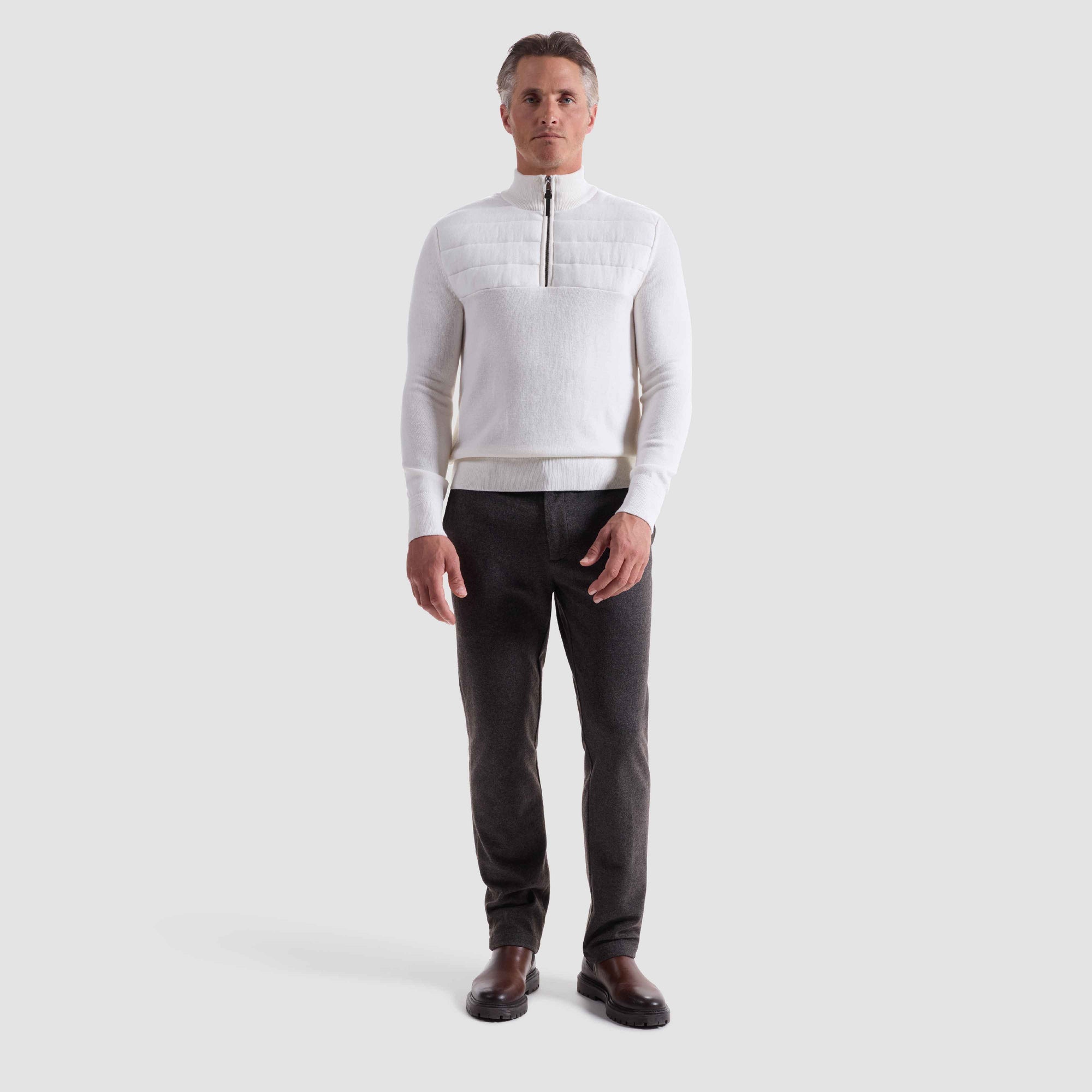 Melange Quarter Zip Mock Neck Sweater
