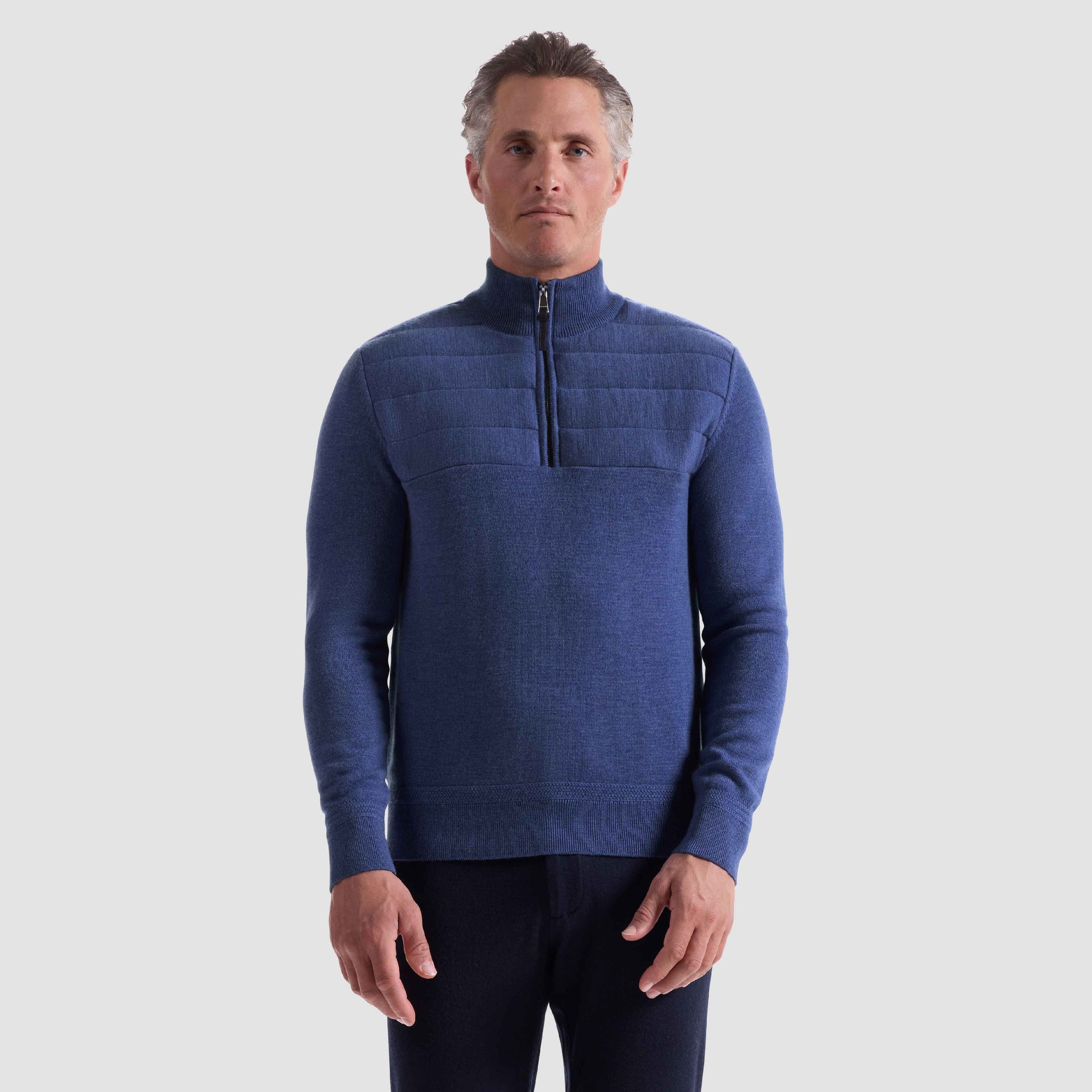Melange Quarter Zip Mock Neck Sweater