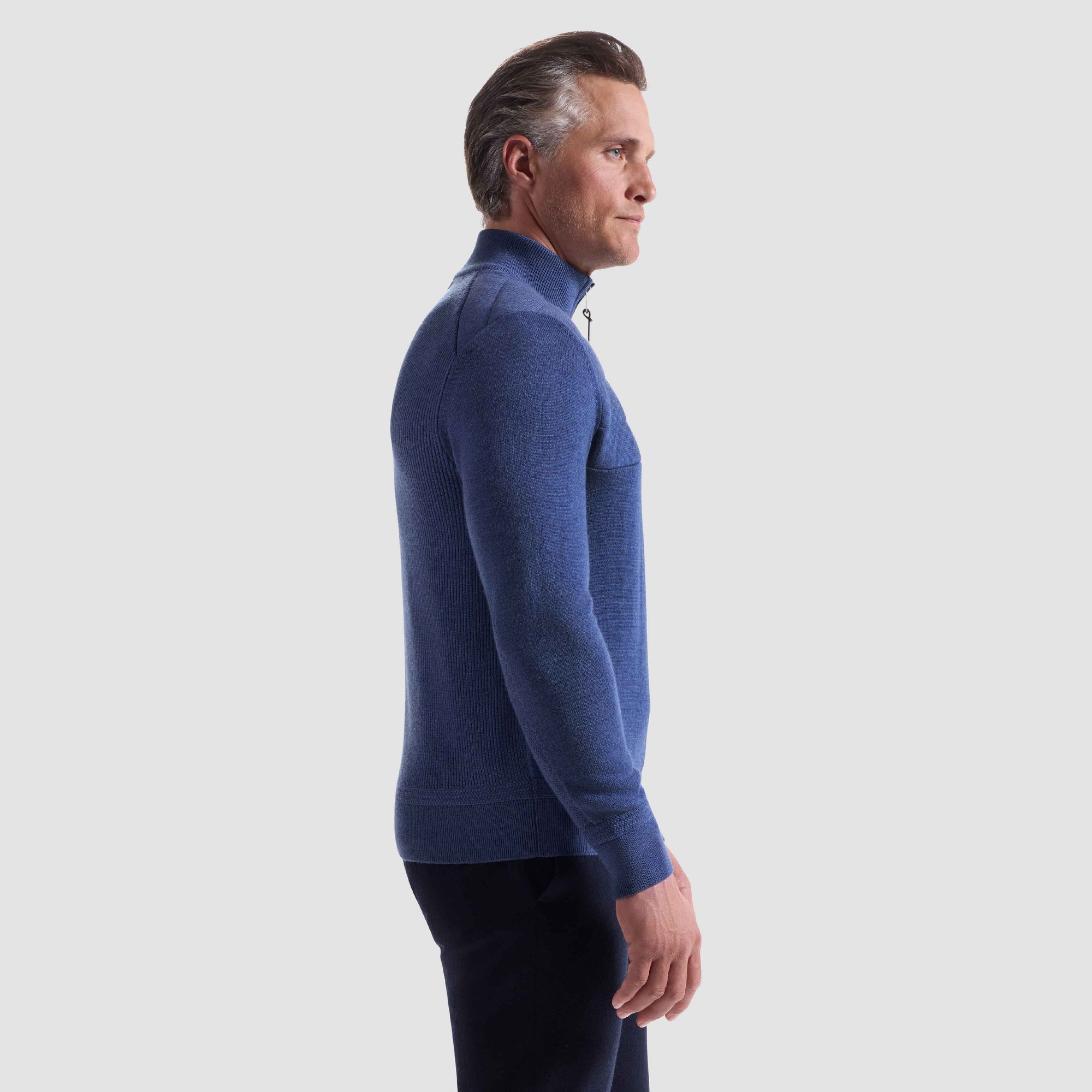 Melange Quarter Zip Mock Neck Sweater