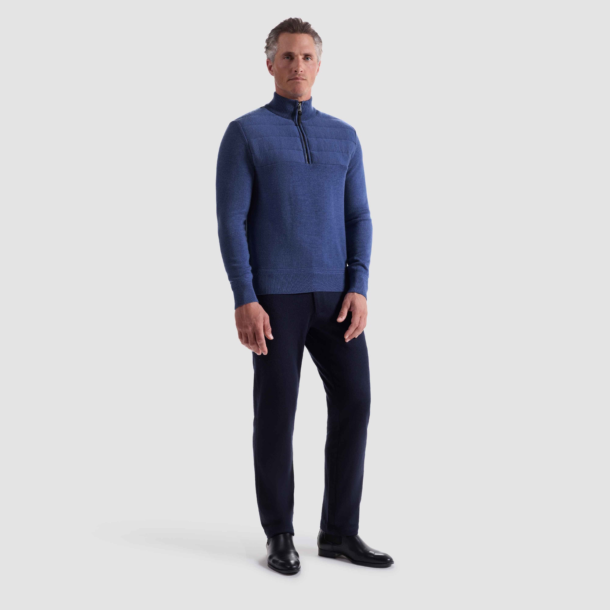 Melange Quarter Zip Mock Neck Sweater