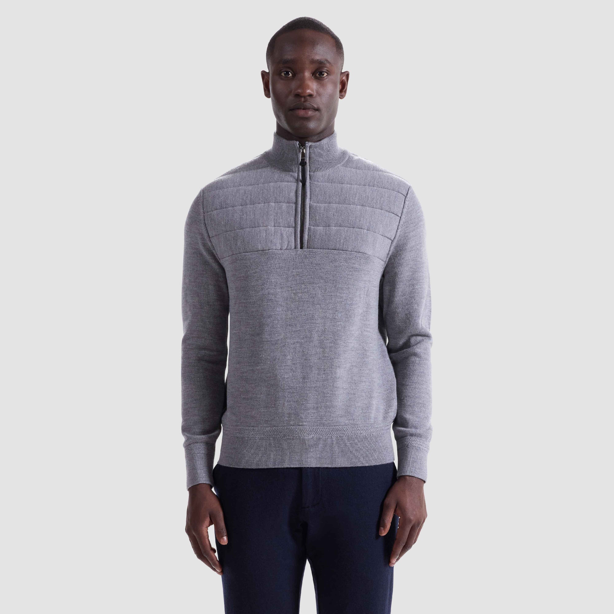 Melange Quarter Zip Mock Neck Sweater