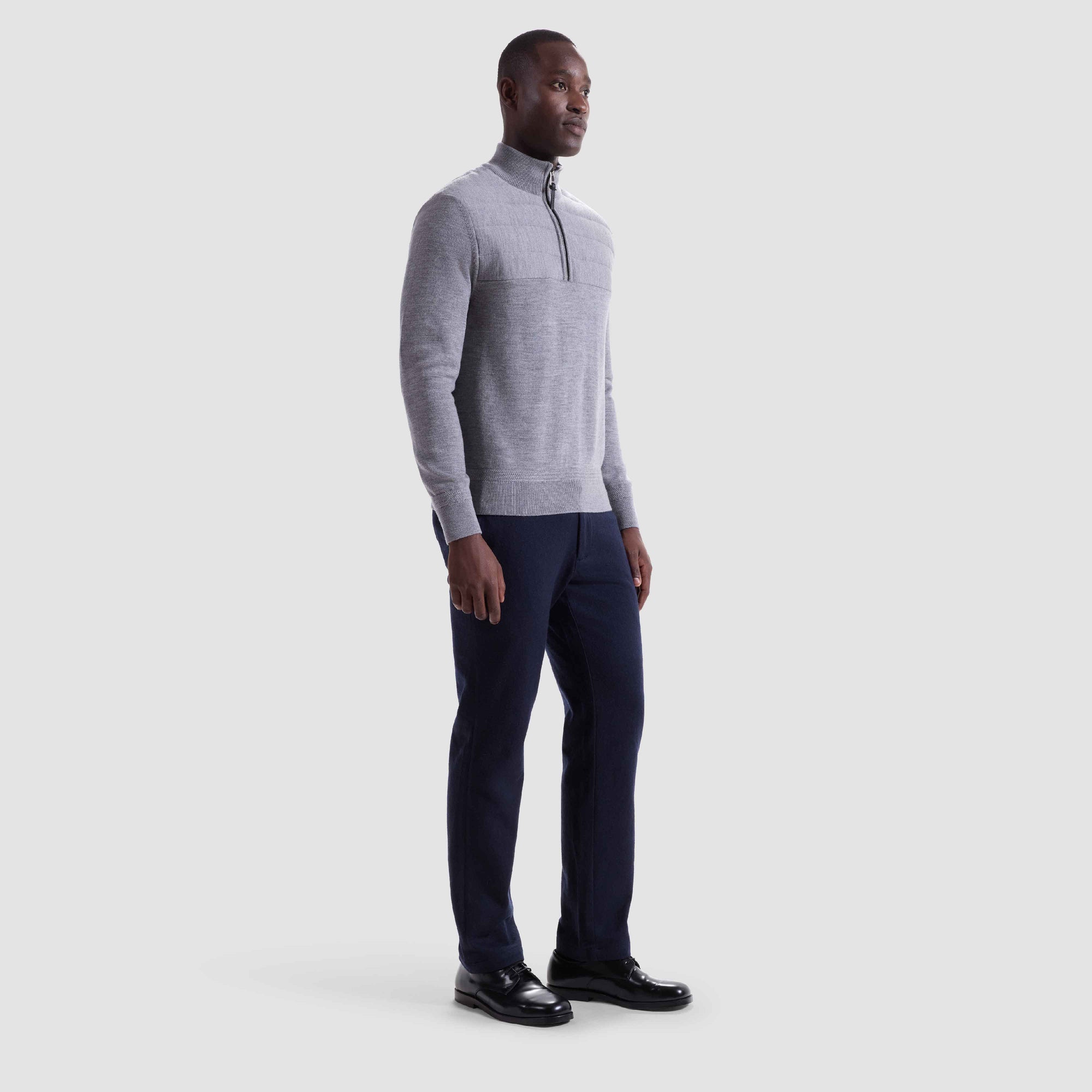 Melange Quarter Zip Mock Neck Sweater