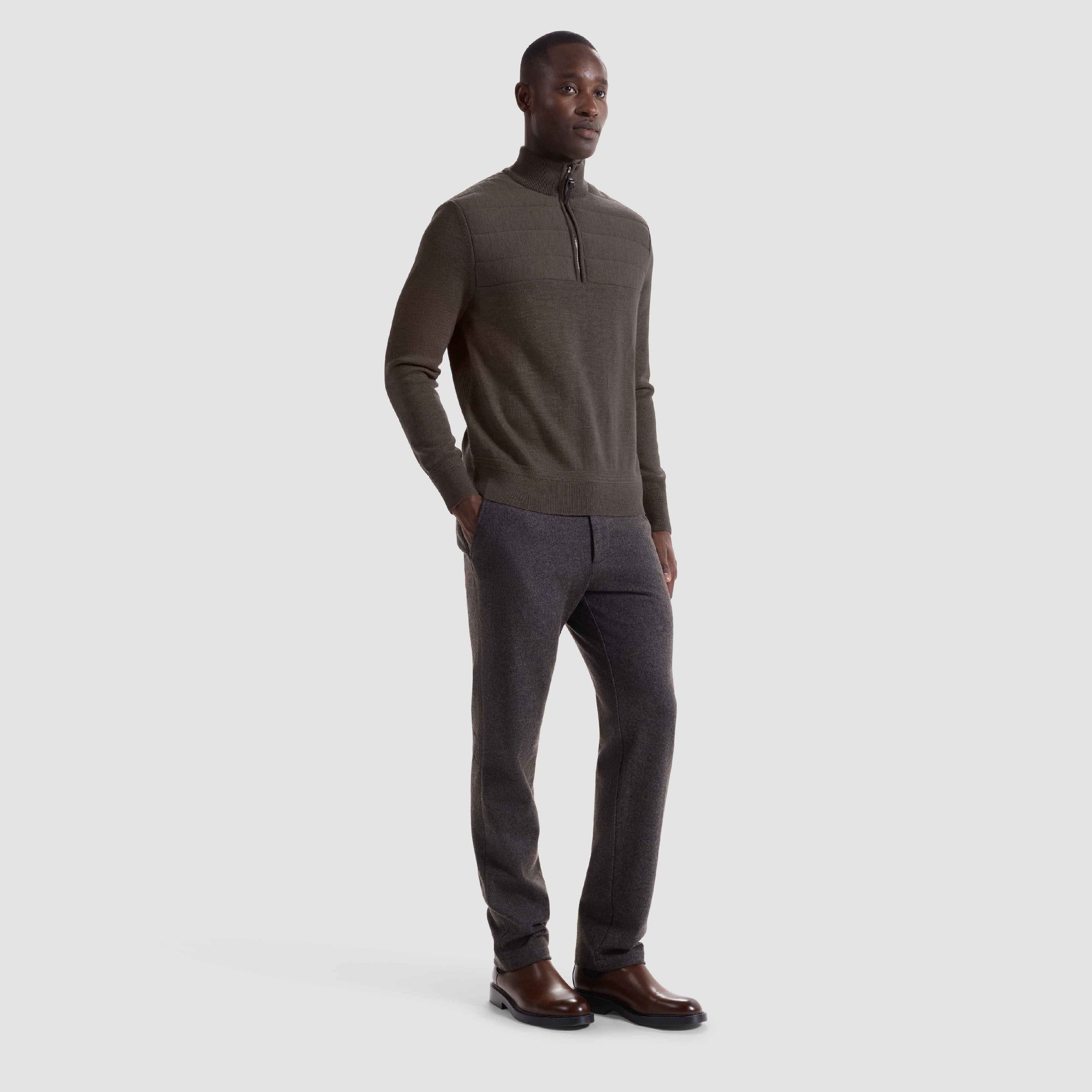 Melange Quarter Zip Mock Neck Sweater