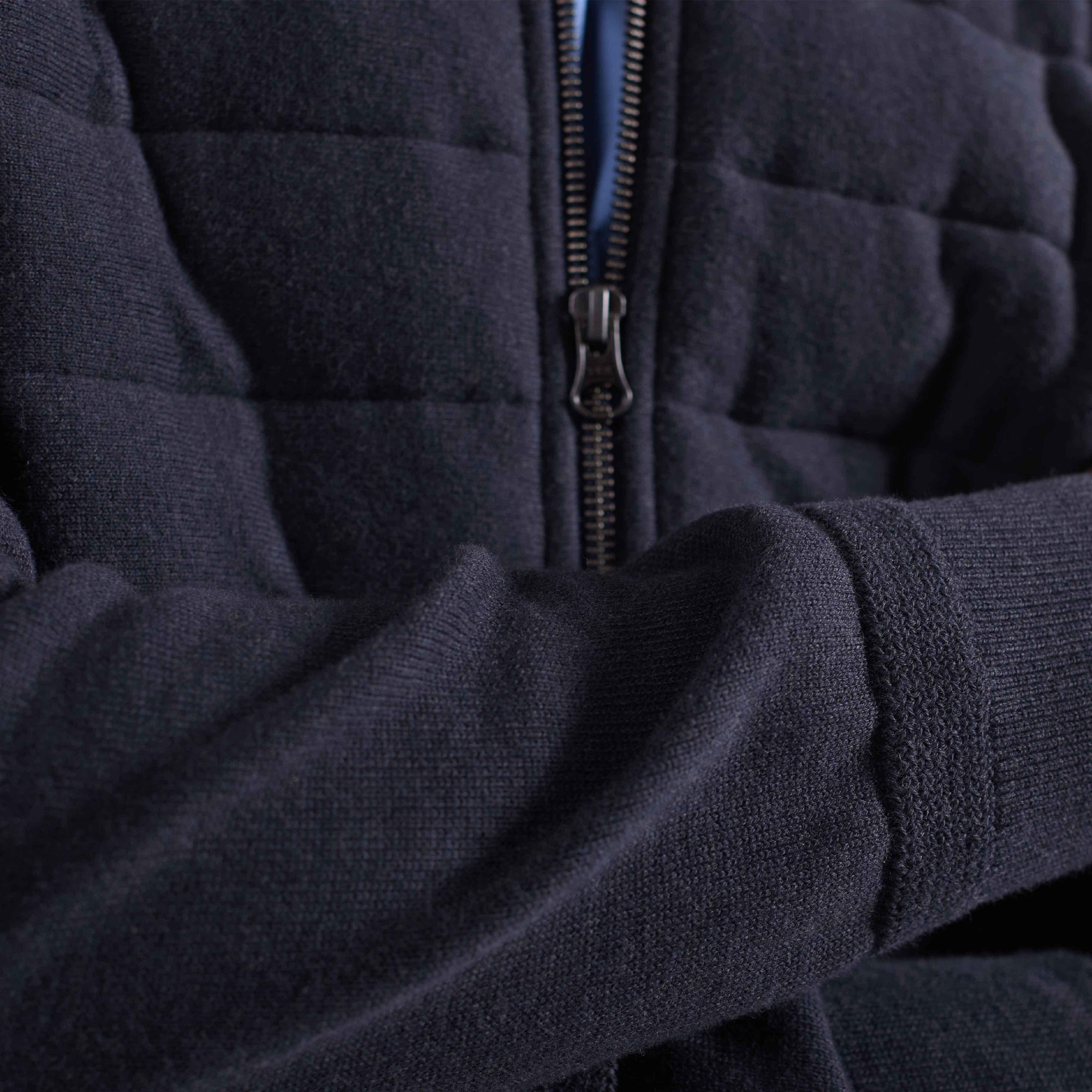 Melange Quilted Full Zip Sweater