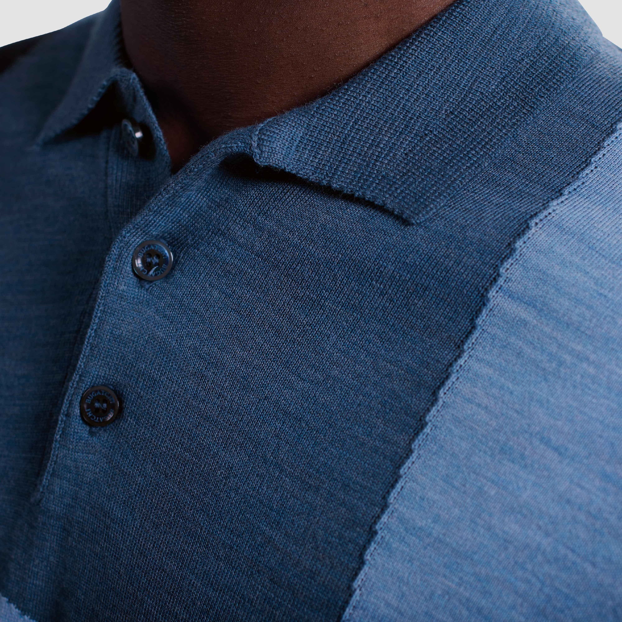 Geometric Intarsia Merino Polo Sweater